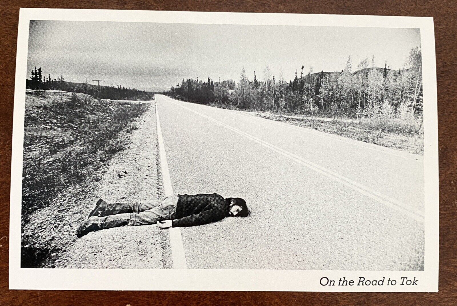Vintage Postcard, Alaska Humor, Tired Alaskan on the Road to Tok, Fairbanks UNP