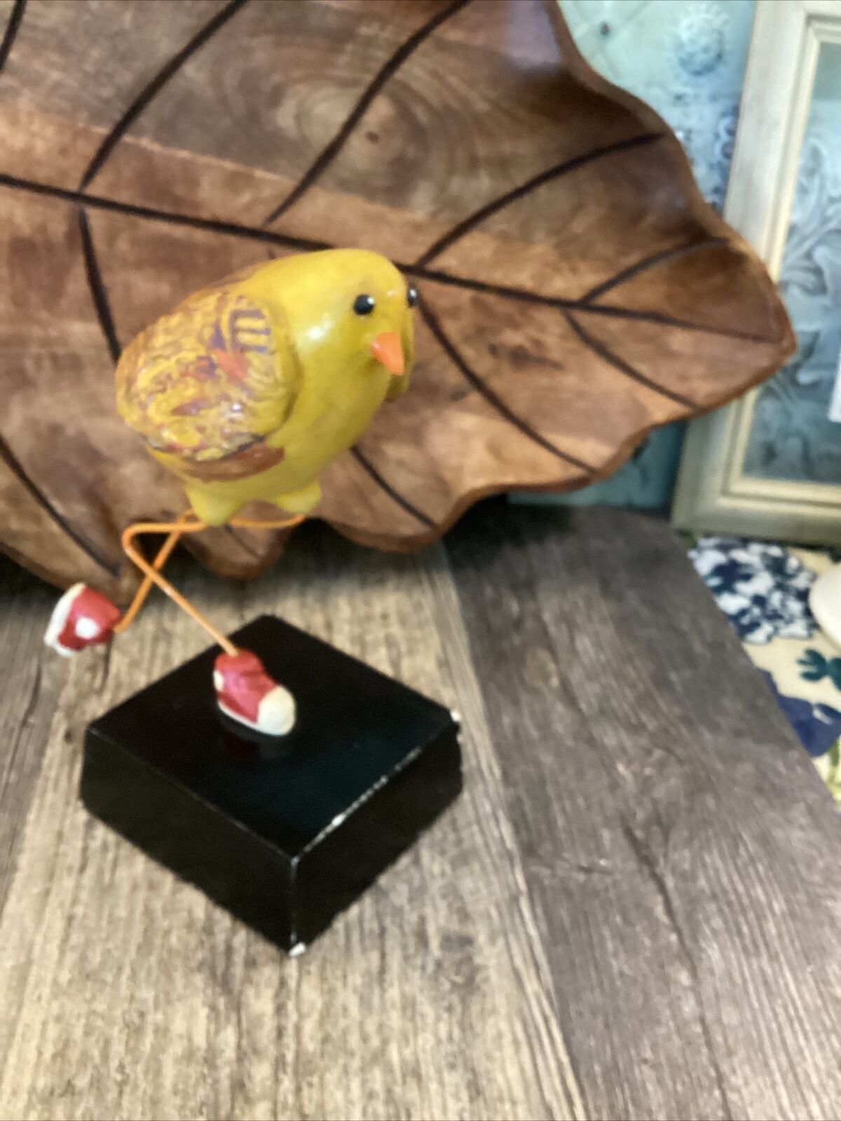 Rare Mcgovney Whimsical Bird Sculpture Signed Flight Of Fancy Series Yellow