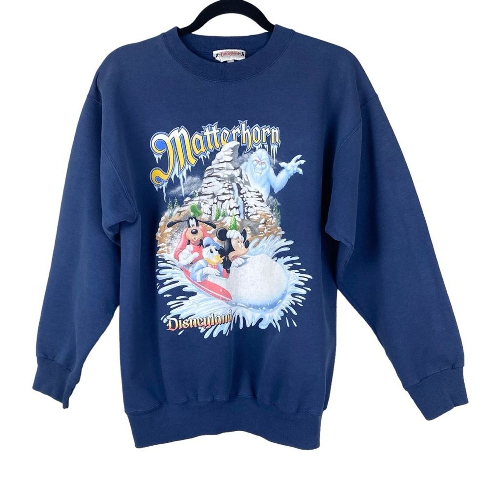 Vtg 90s Disney Matterhorn Graphic Sweatshirt Sz S M Blue USA Crewneck