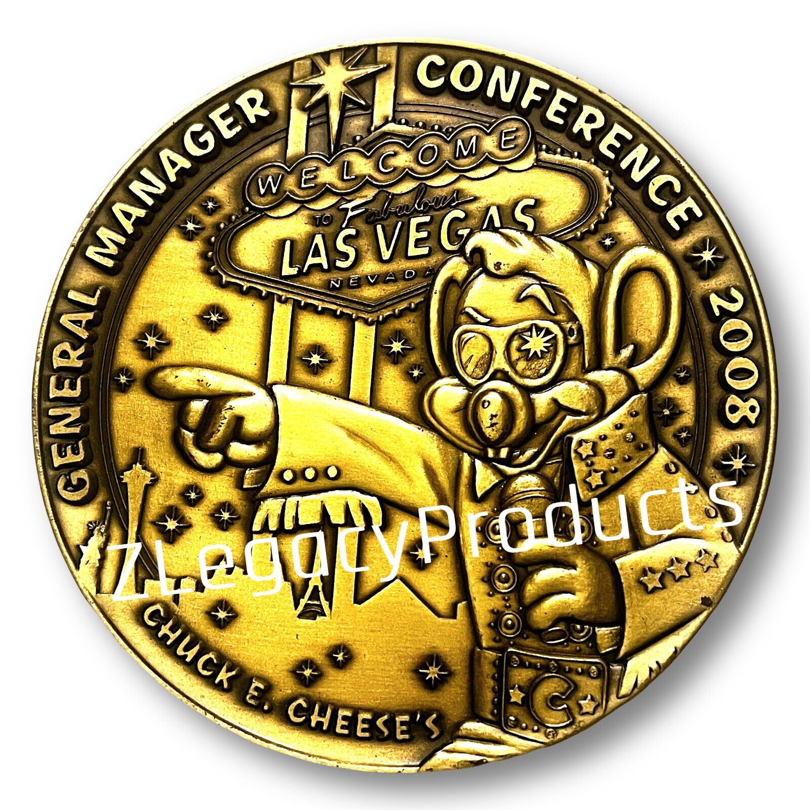 🌟VERY RARE 2008 Chuck E Cheese General Manager Las Vegas Conference Medallion🌟
