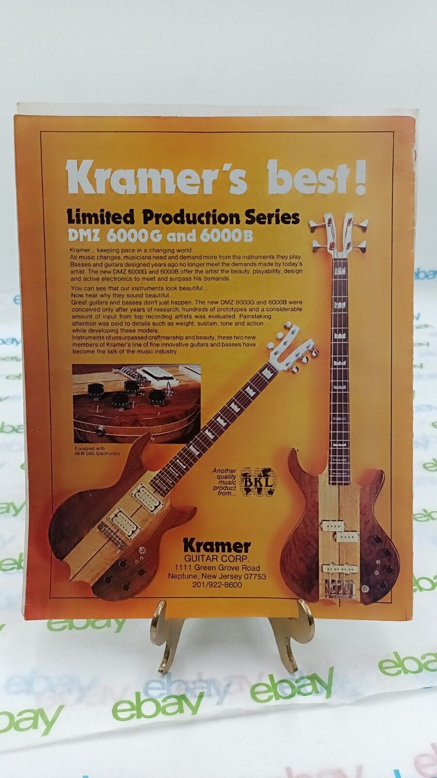 1979 Kramer DMZ BASS Guitar PRINT AD 8 X 11