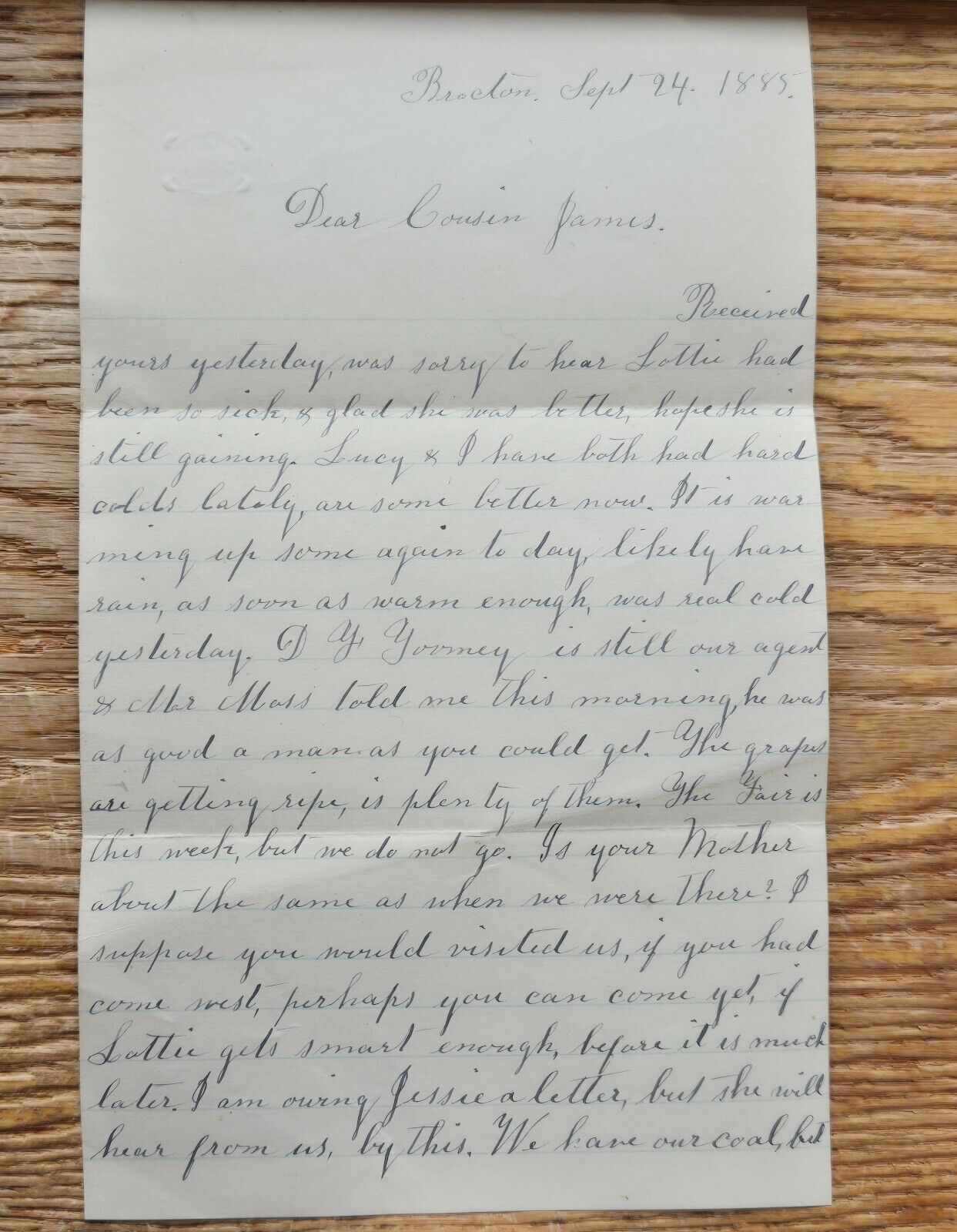 Antique letter~ September 1885