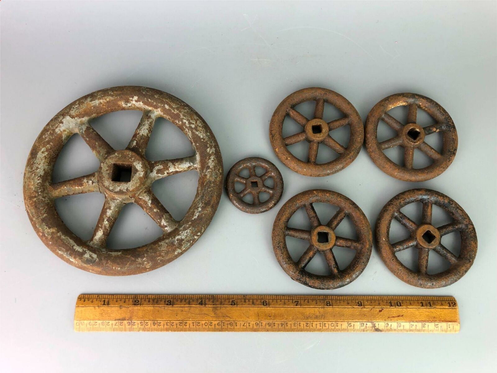 Lot of Old Iron Toy Spoke Wheels Handles