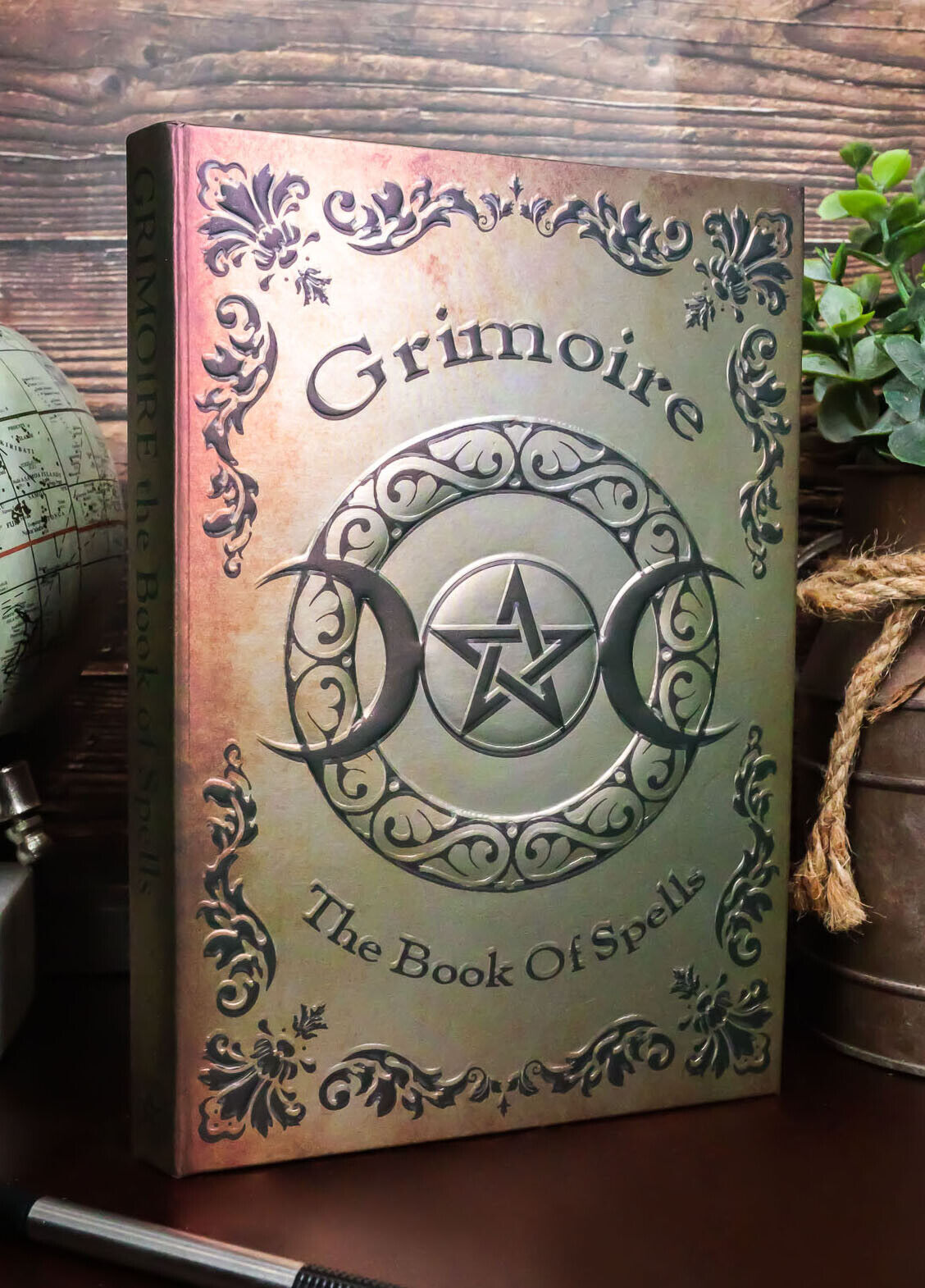 Grimoire Book Of Spells Triple Moon Pentagram Blank Page Hardcover Journal Book