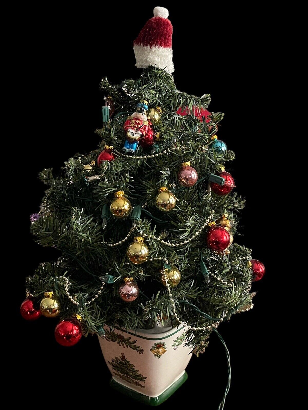 Vintage Teleflora Spode Christmas Tree 24” W/ Lights Ornaments Original Box VGUC