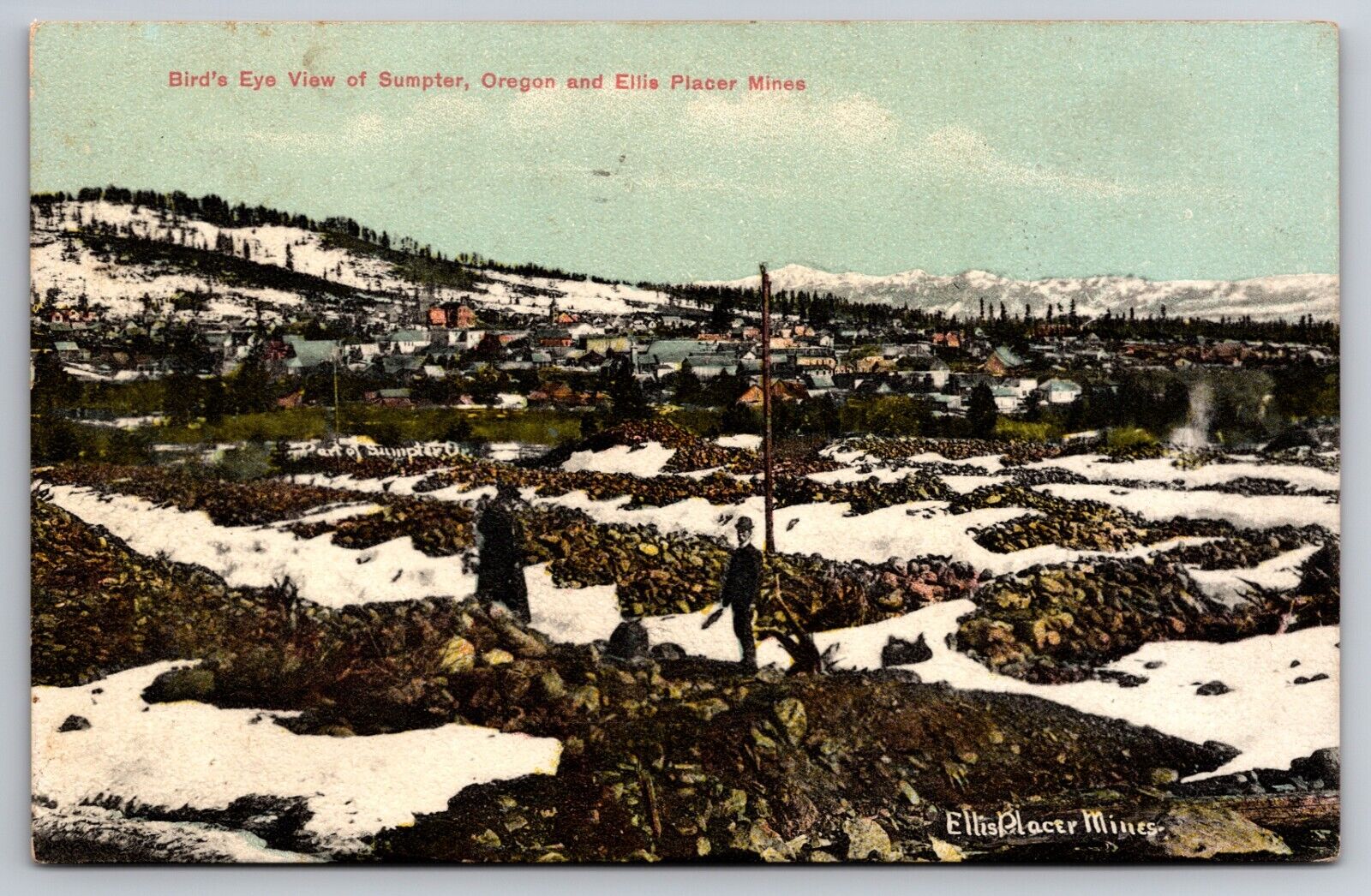 Birdseye View of Sumpter Oregon OR Ellis Placer Mines 1912 Postcard