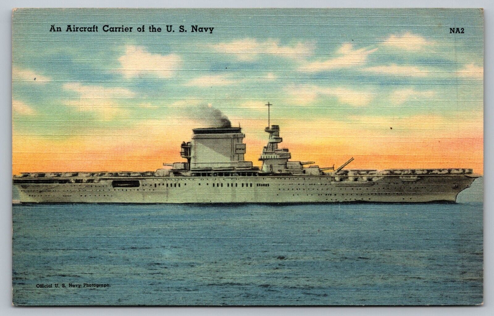 Postcard An Aircraft Carrier Of The U.S. Navy Ship Military c. 1943