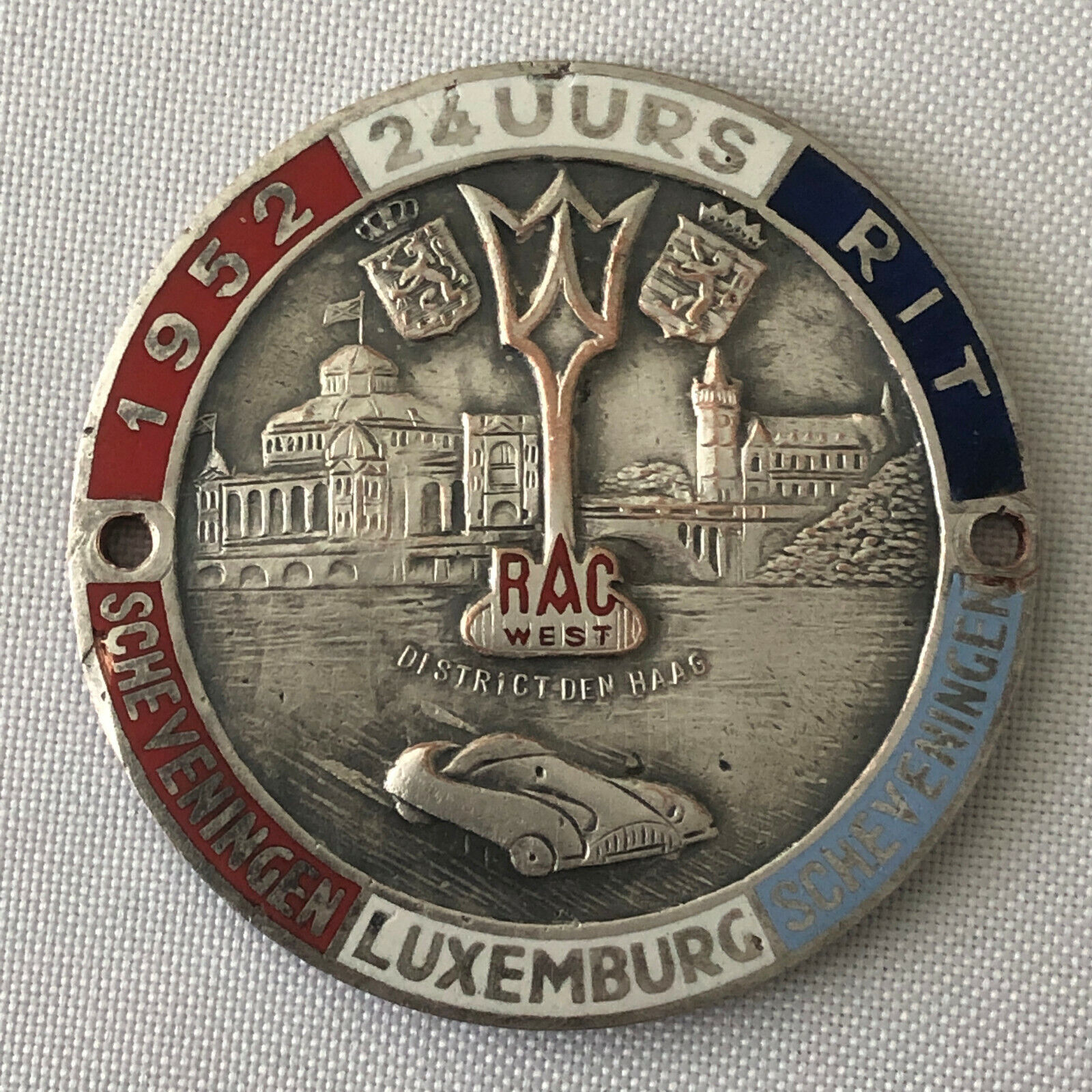 1952 Scheveningen Luxemburg Scheveningen SLS Rally Badge Emblem Award 