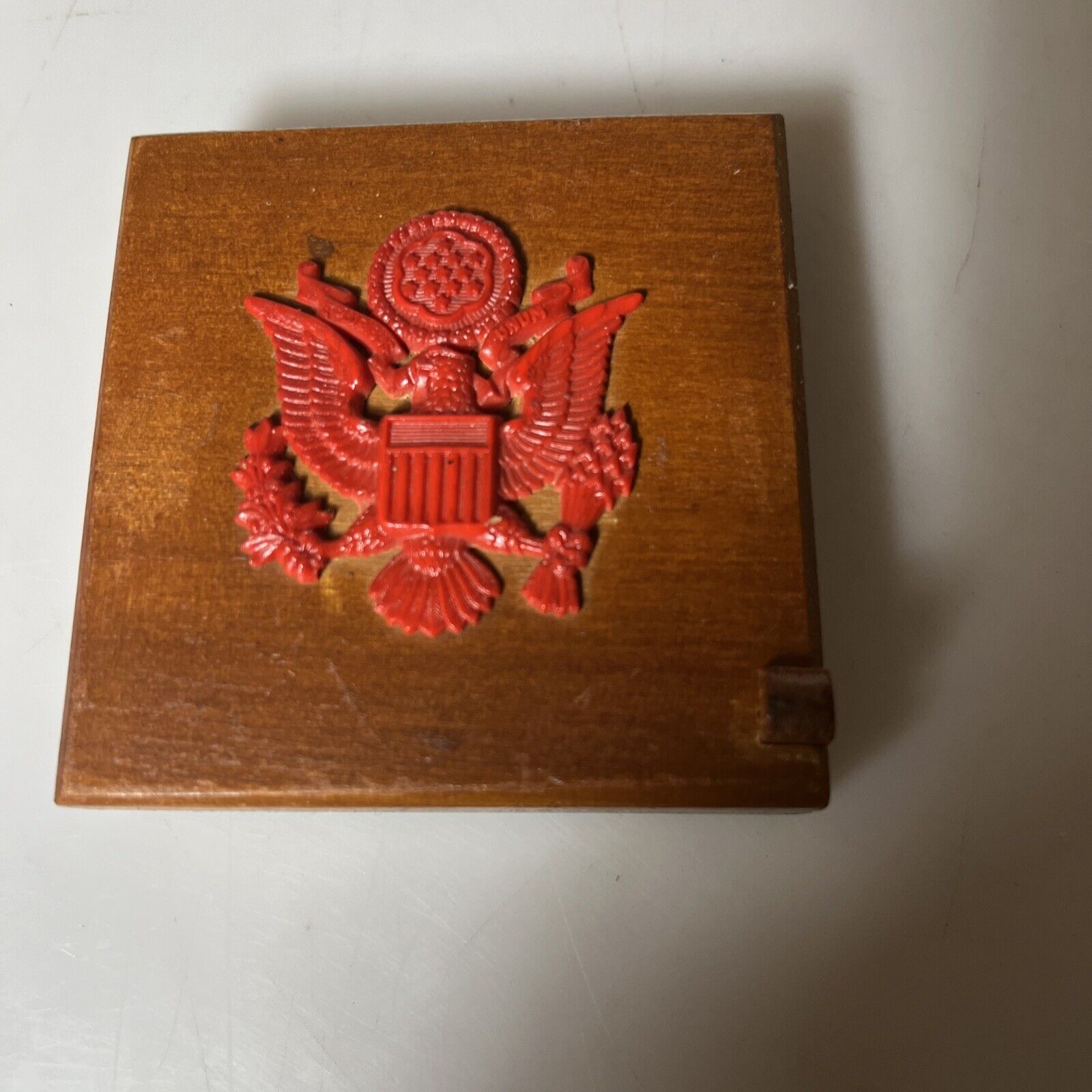 Antique Bliss Wood War Compact  Case Powder Box