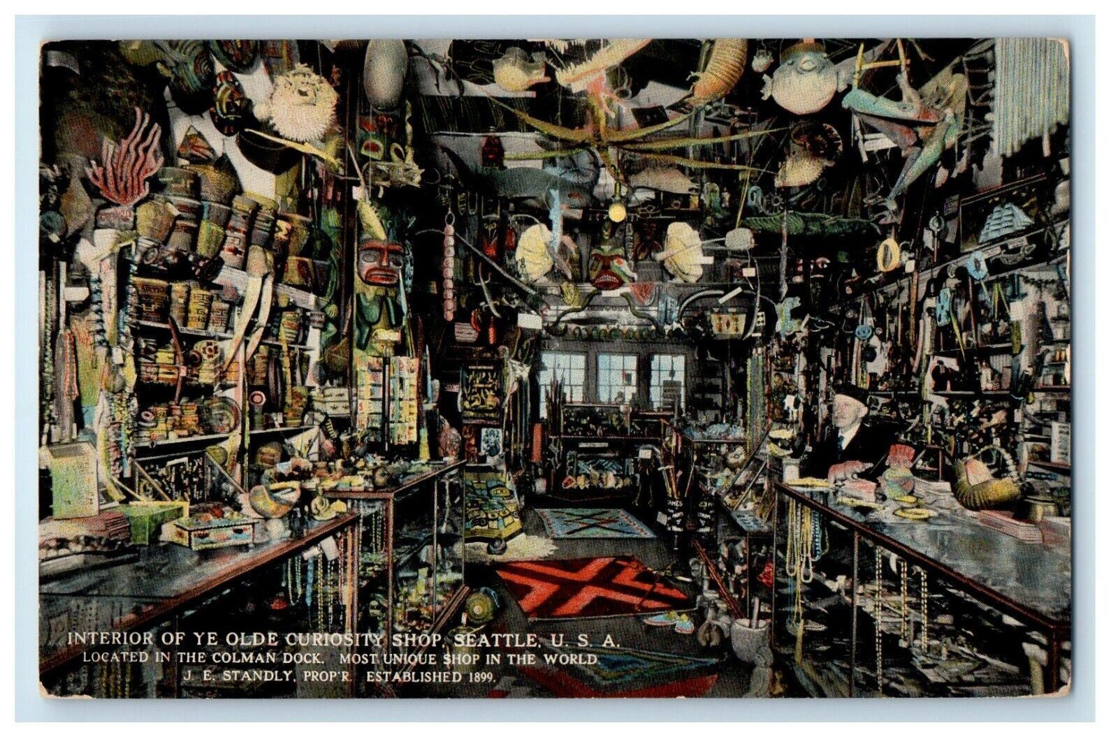 c1930's Interior Of Ye Old Curiosity Shop Seattle U.S.A. Vintage Postcard