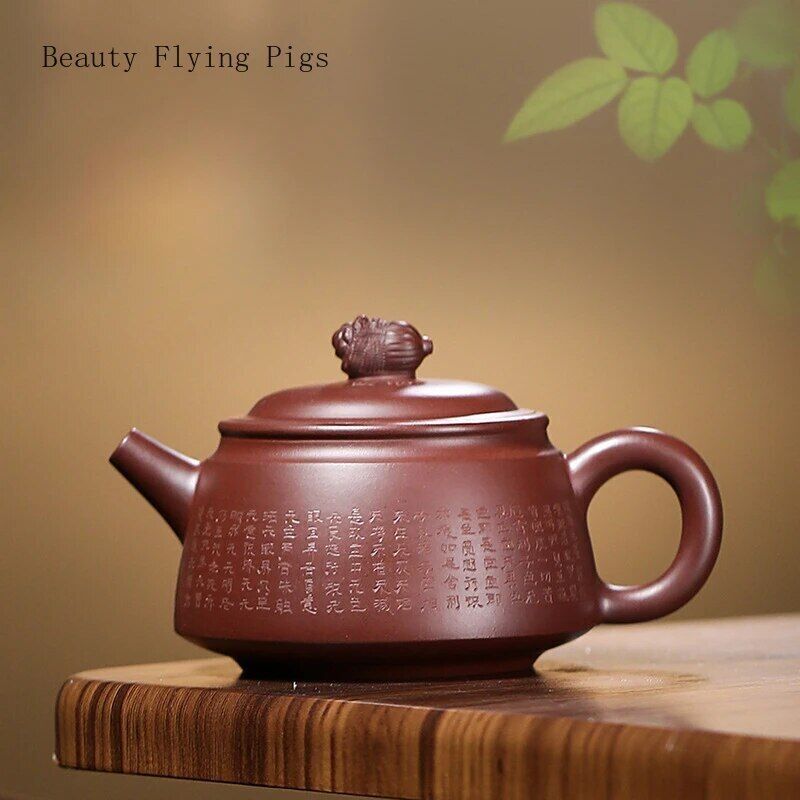 Xi12.8X7.4CM Chinese Creative Pure Handmade Purple Clay Pot Purple Red Clay 