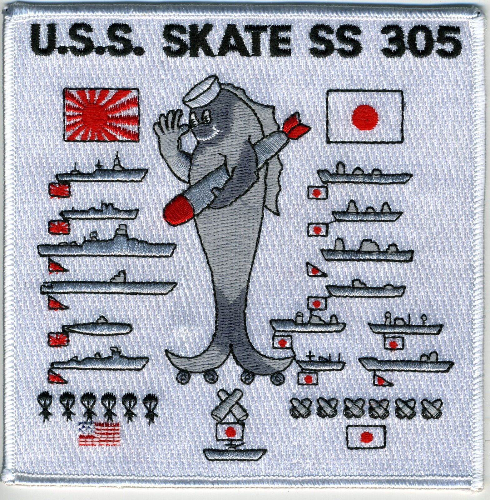 USS Skate SS 305 - WWII Battleflag BC Patch Cat No C5882
