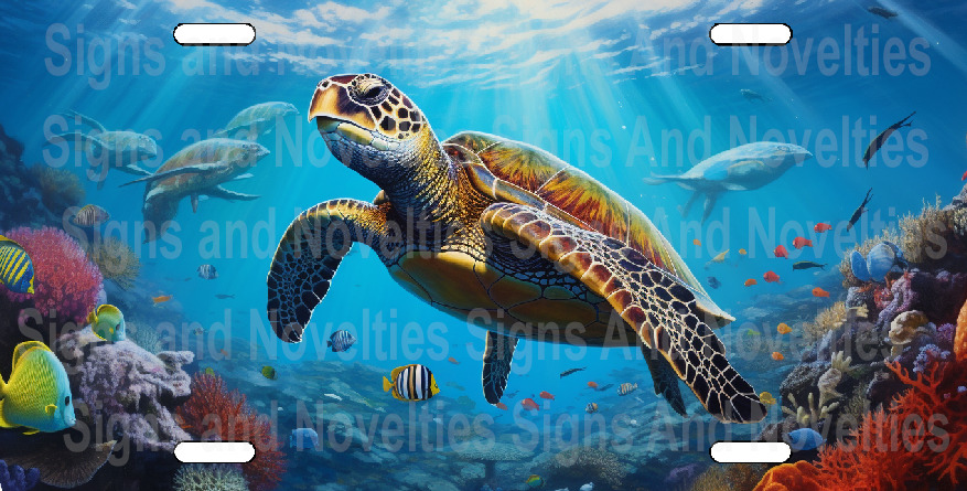 Sea Turtle License Plate Underwater Reef  Personalized License Plate Add Text