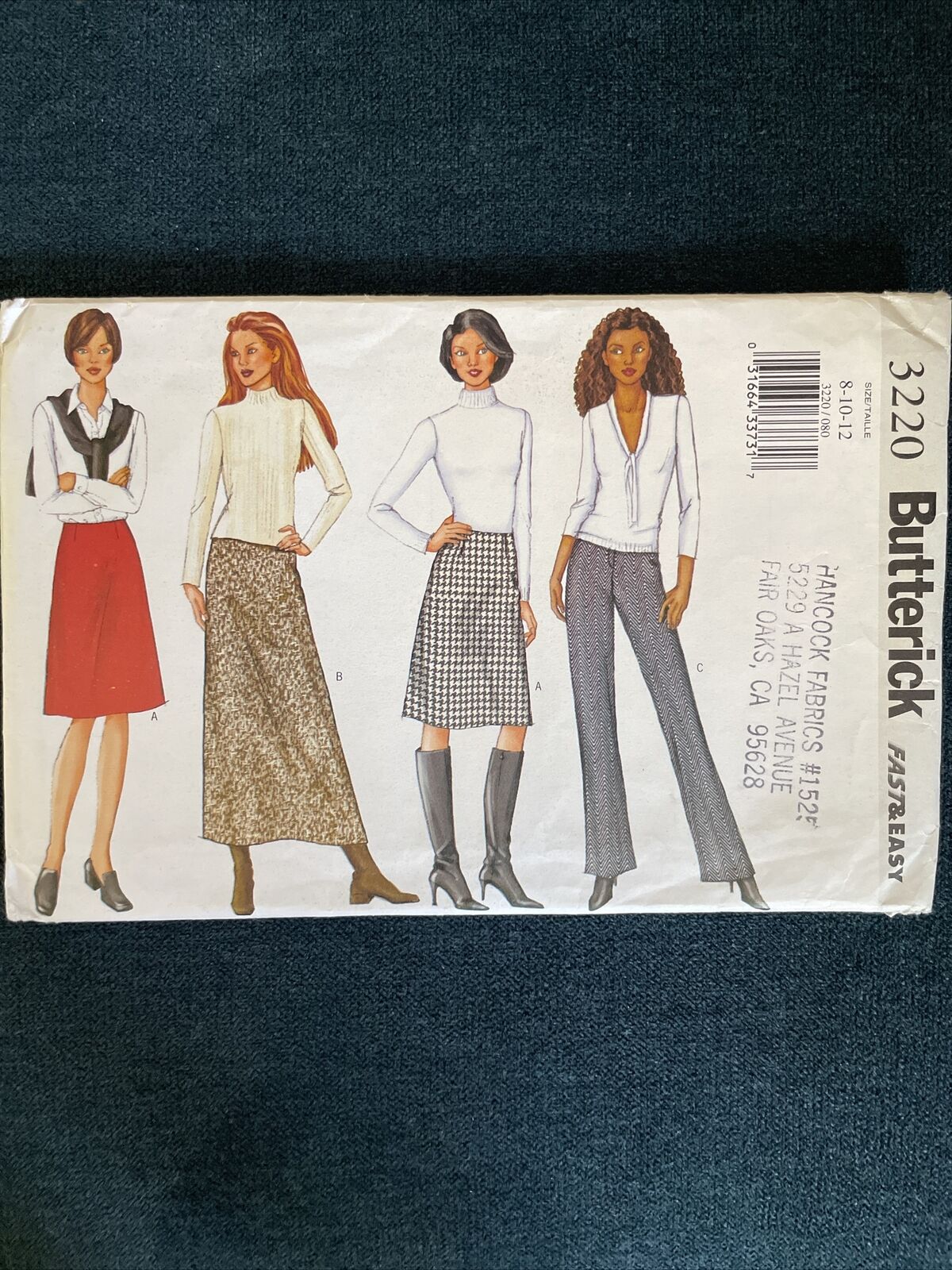 Butterick 3220 NEW No Wasit Band Pant & Skirt EASY Size 8-12