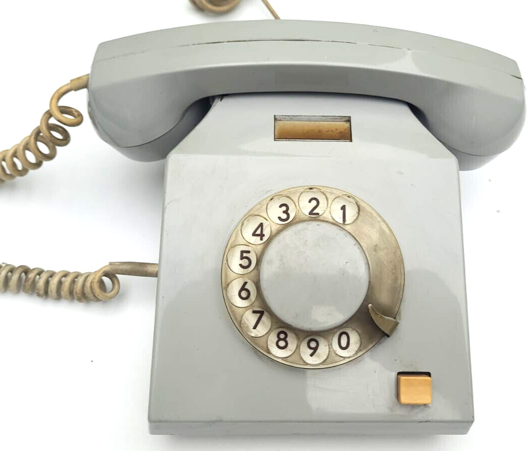 1970s Rare Rotary Phone - Gray Plastic - Vintage Retro