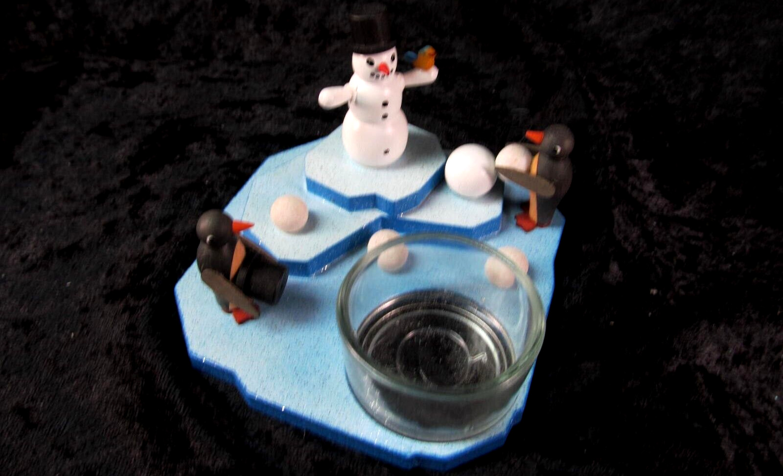 Erzgebirge Vintage Tea Light Dregeno Snowman Snowballs Penquins Excellent Unused