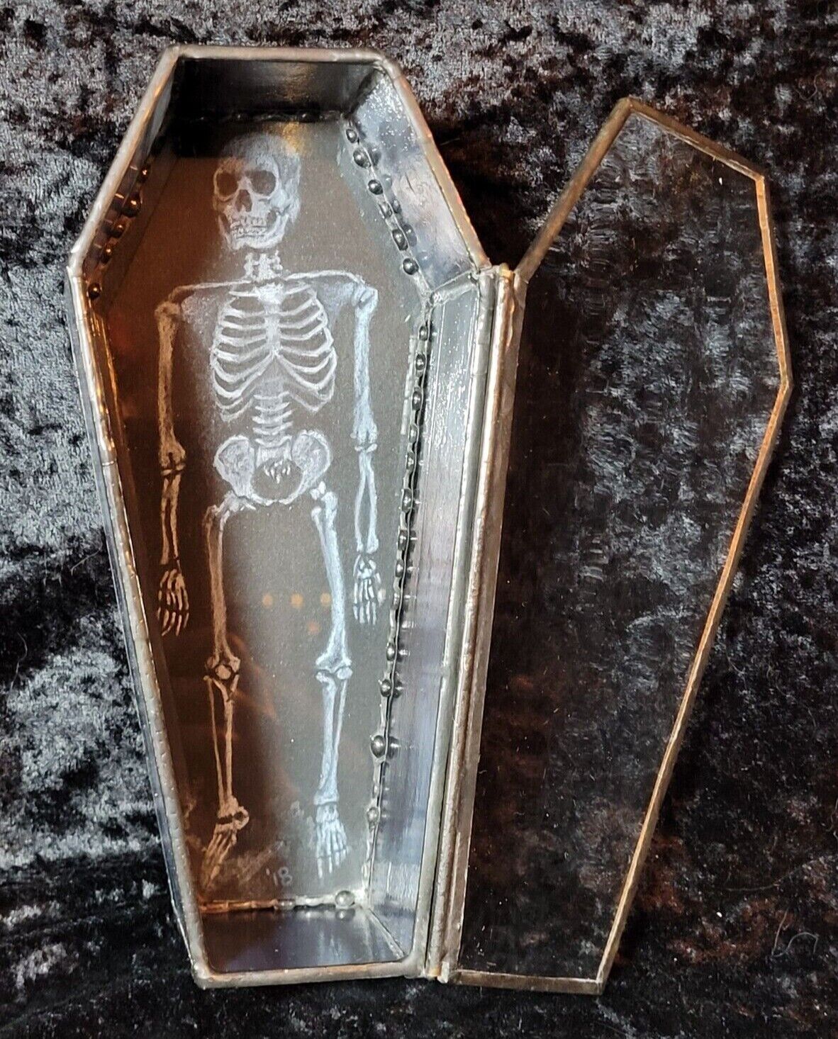 Unique coffin with skeleton trinket box one of a kind