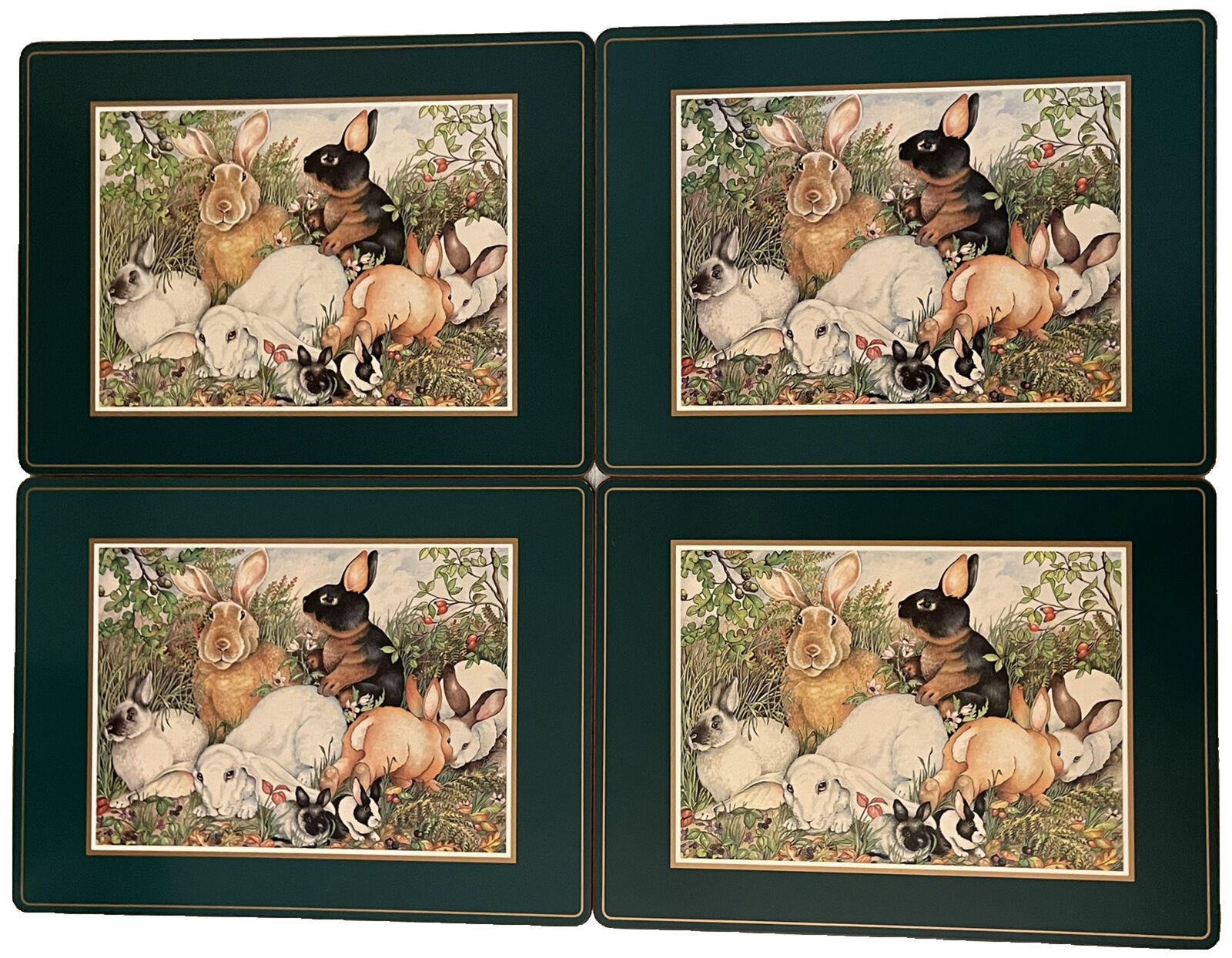 Pimpernel Four Cork Backed Bunny Place Mats Made In England In Original Box