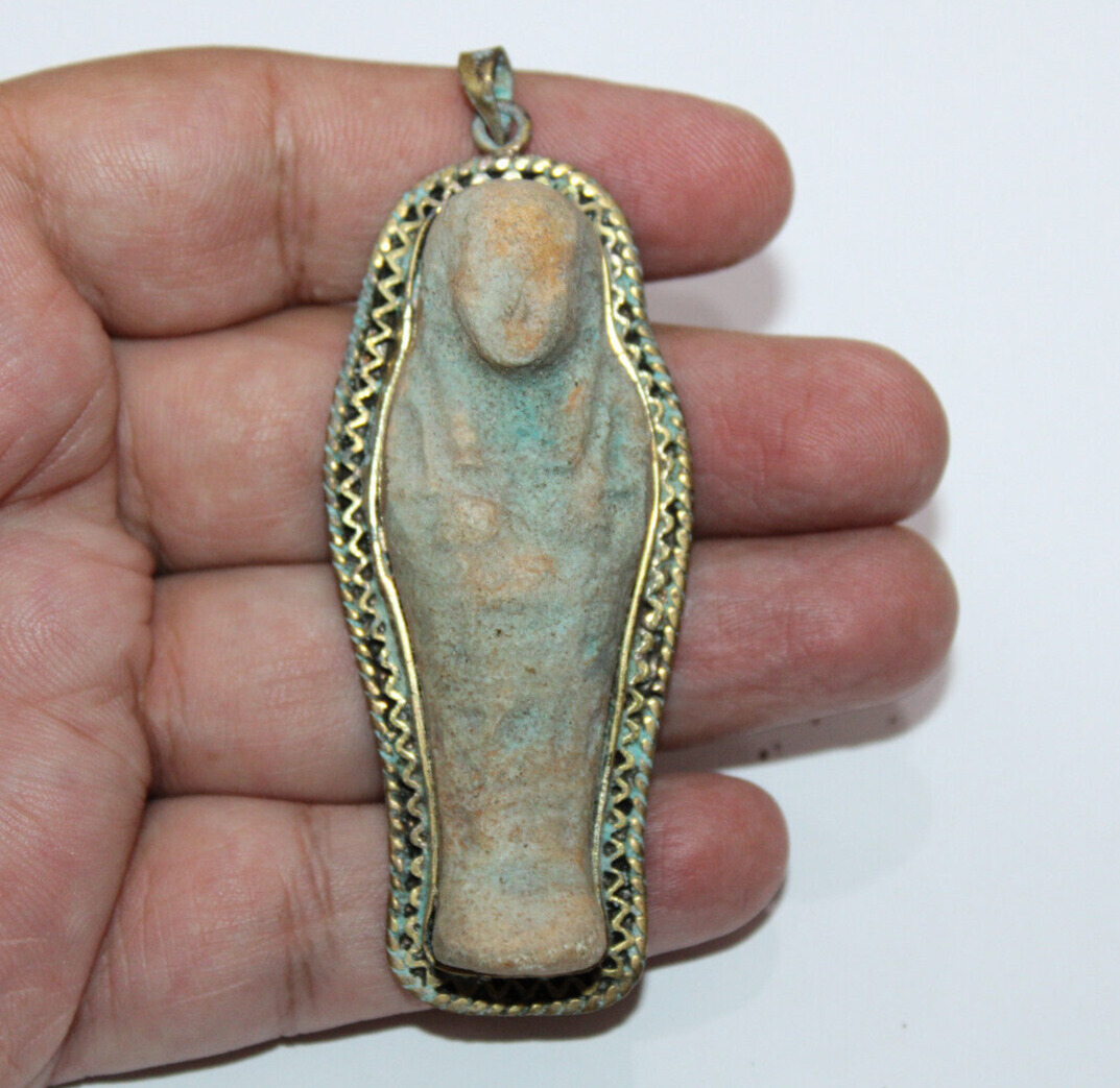 RARE ANCIENT EGYPTIAN ANTIQUE Pendant ROYAL Ushabti Old Egyptian Necklace (B+)