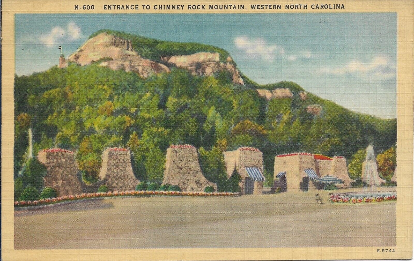 Chimney Rock Mountain Postcard North Carolina Linen 1945 Posted