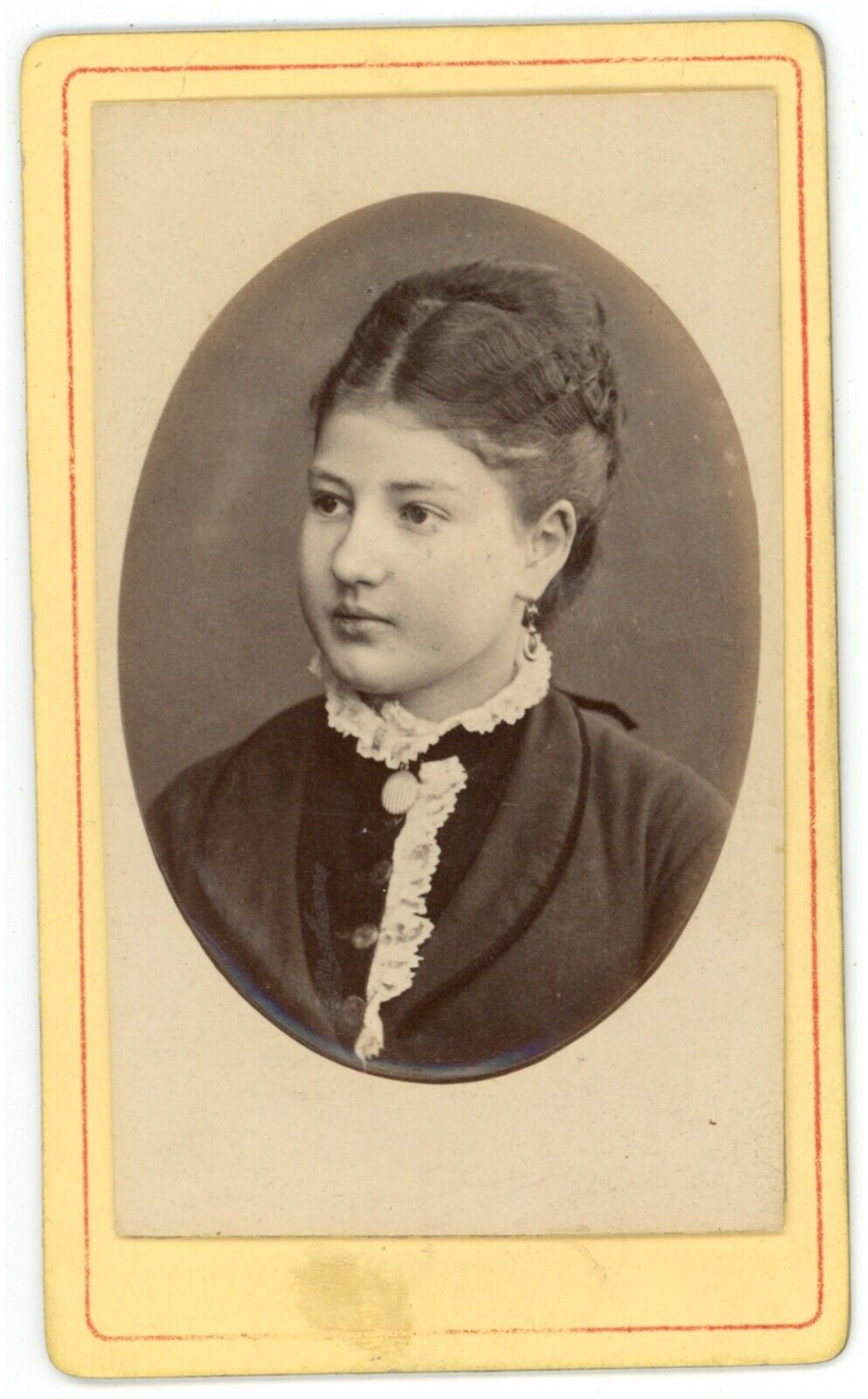 CIRCA 1890'S Named CDV Beautiful Woman in Lace Dress Duchene Geneva Switzerland