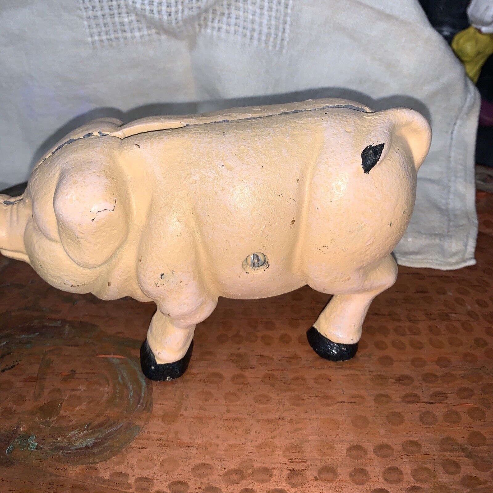 Vintage Cast Iron Piggy Bank / Doorstop with Great Patina Country  Fathers Day
