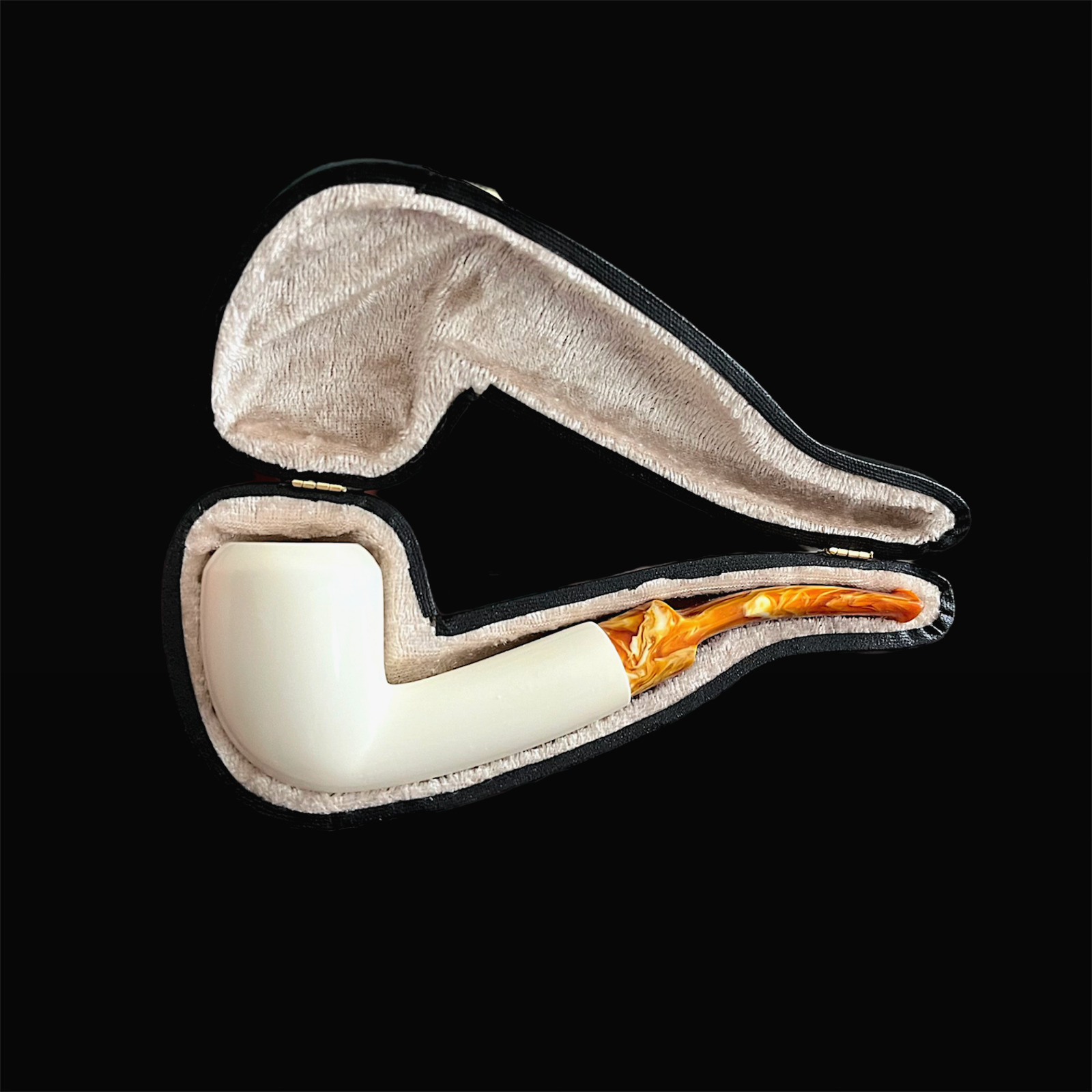 Block Meerschaum Pipe hand-carved smoking tobacco pipe unsmoked w case MD-400