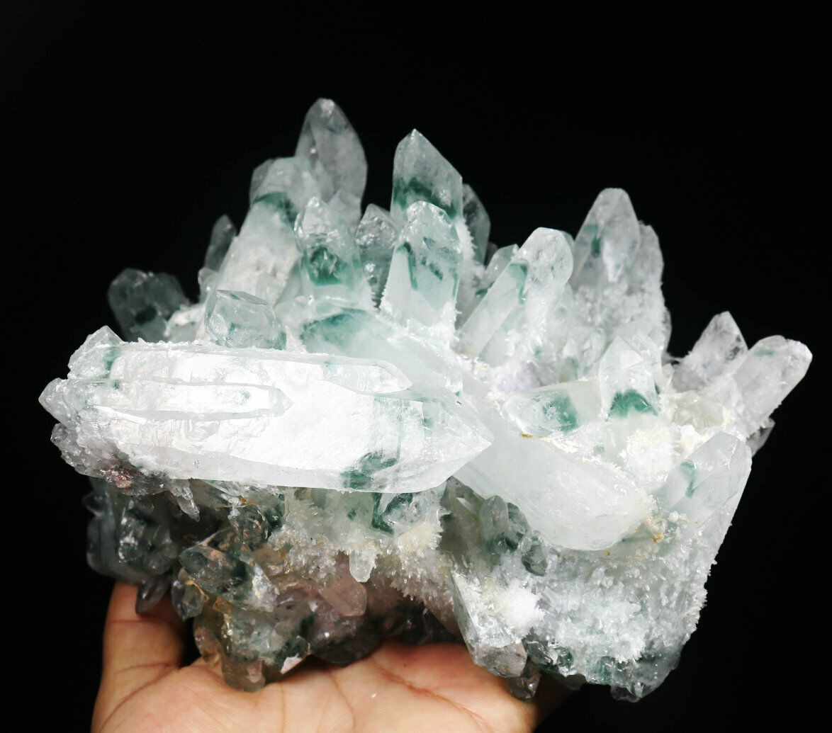 5.48lb Rare Beatiful Green Tibetan Ghost phantom Quartz Crystal Cluster Specimen