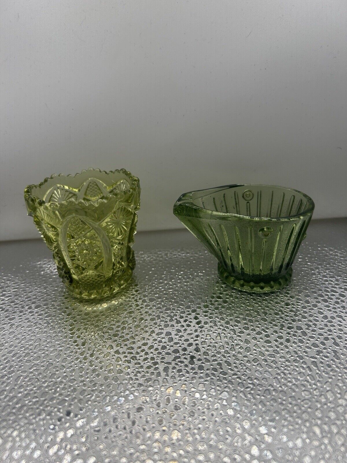 Two Vintage Green Glass Items