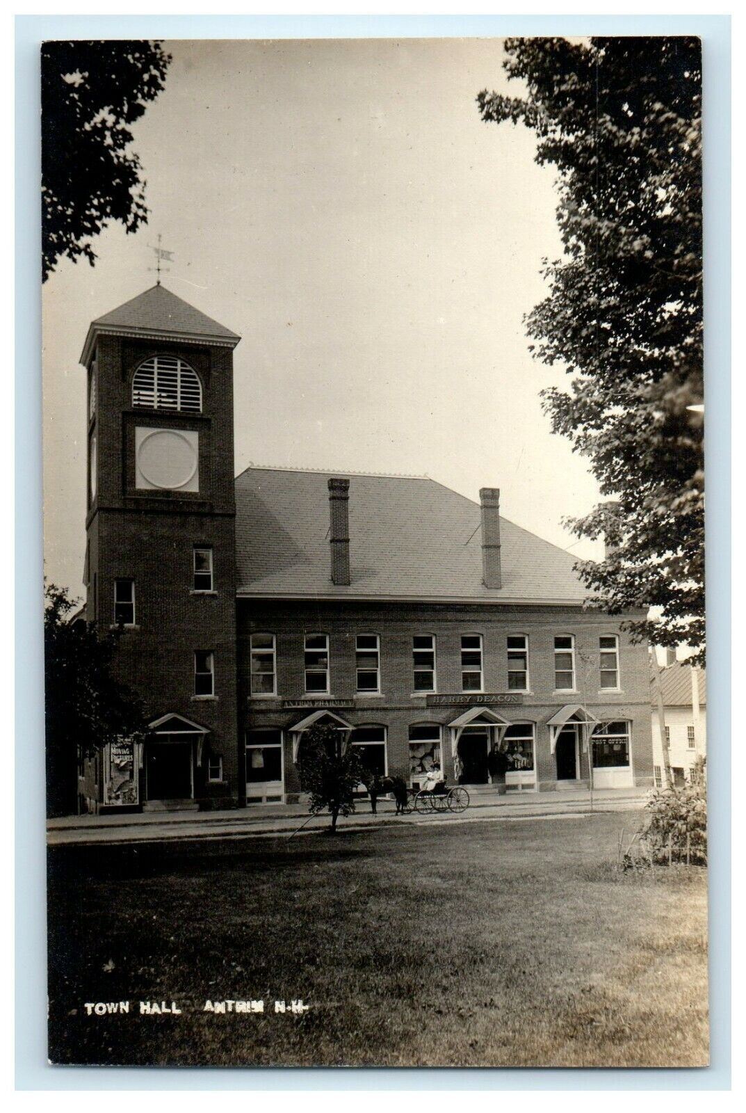 c1910\'s Antrim NH, Town Hall Harry Dragon Building RPPC Photo Antique Postcard