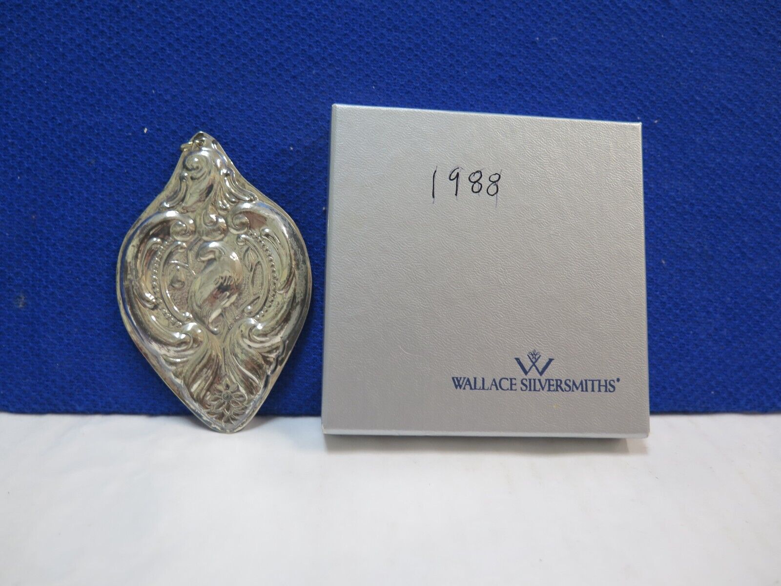 1988 STERLING CHRISTMAS ORNAMENT BY WALLACE IN ORIG BOX, PARTRIDGE IN PEAR TREE