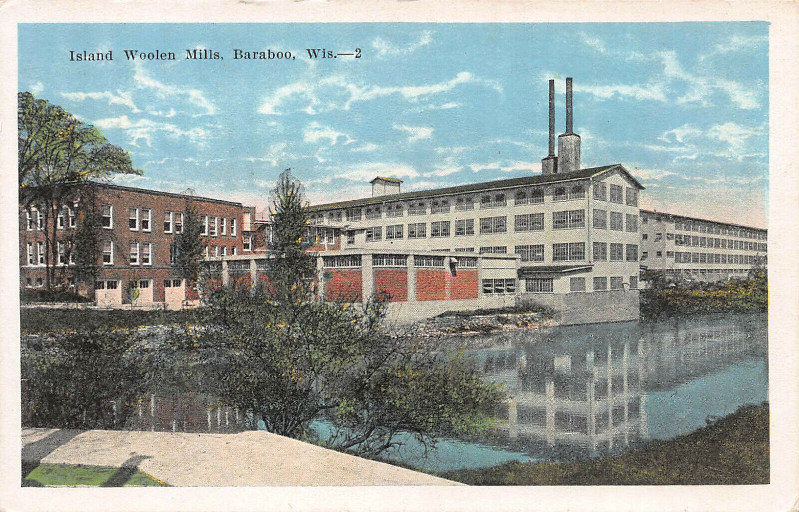 Island Woolen Mills, Baraboo, Wisconsin, 1937 Postcard, Unused 