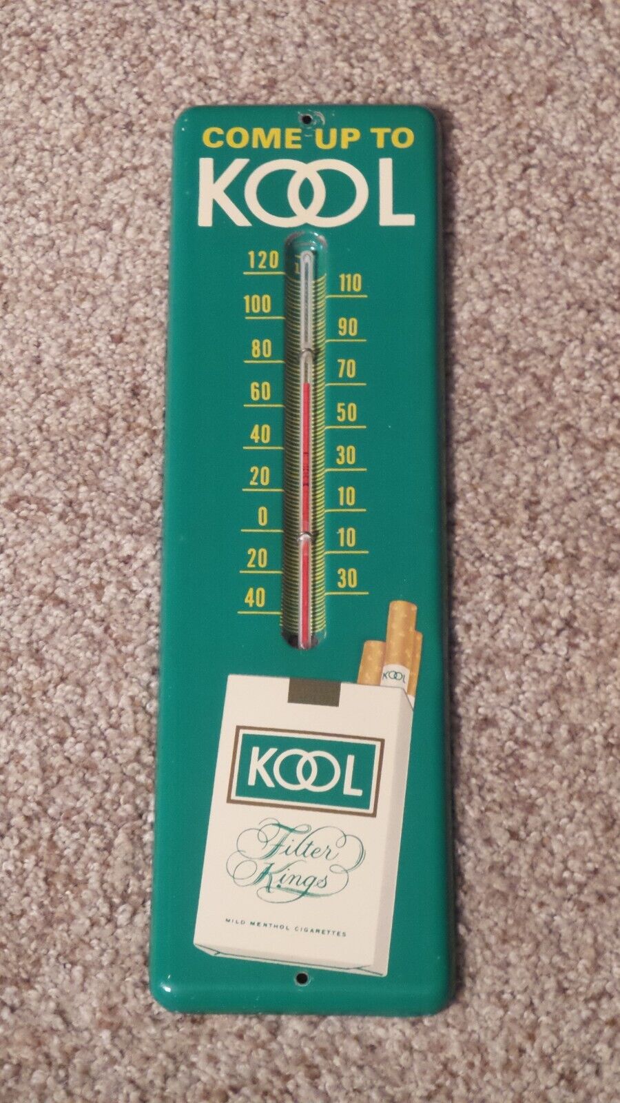 Vintage KOOL Cigarettes Metal Wall Thermometer Made in U.S.A. ~NICE ONE~