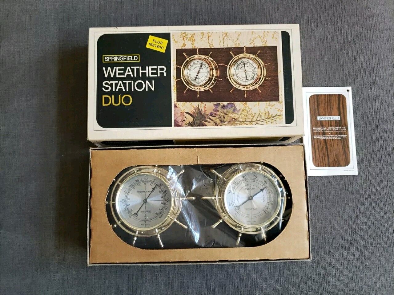 Vtg Springfield Weather Station Duo Thermometer/ Humidity Meter