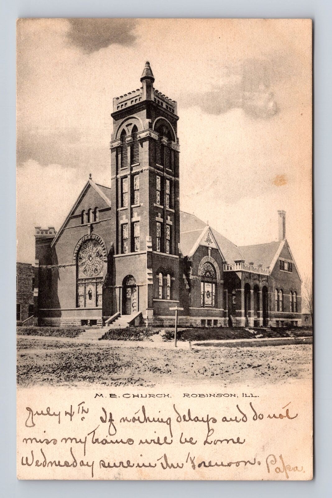 Robinson IL-Illinois, M.E. Church, Religious Building, Antique Vintage Postcard