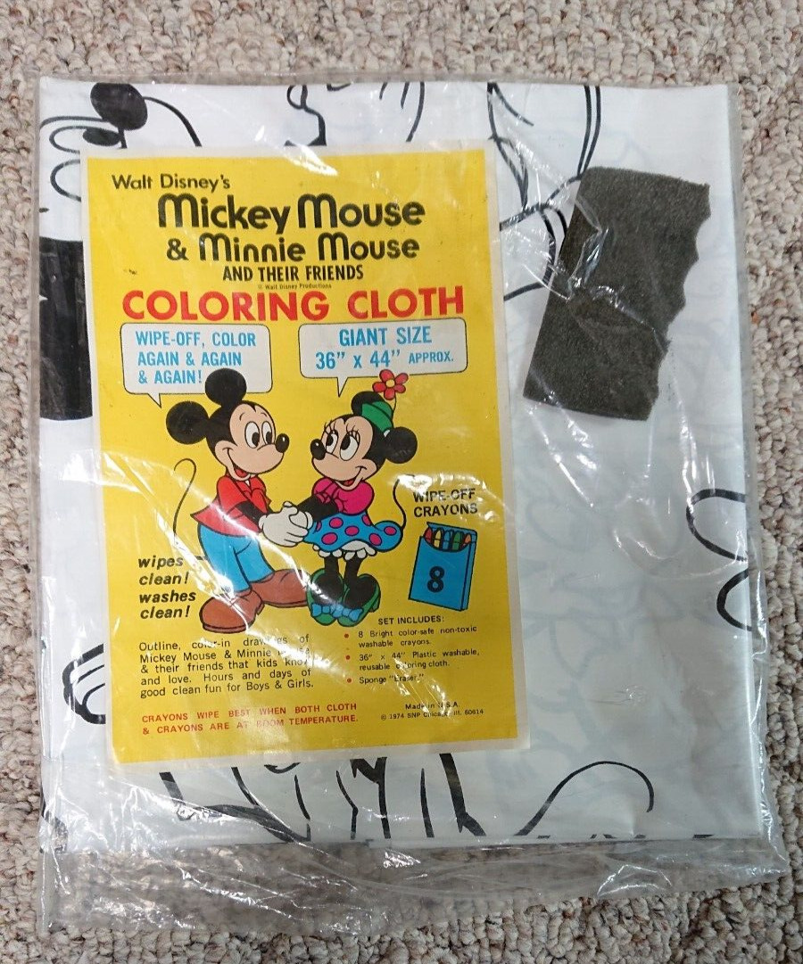 Vintage Walt Disney Mickey & Minnie Mouse Color Cloth