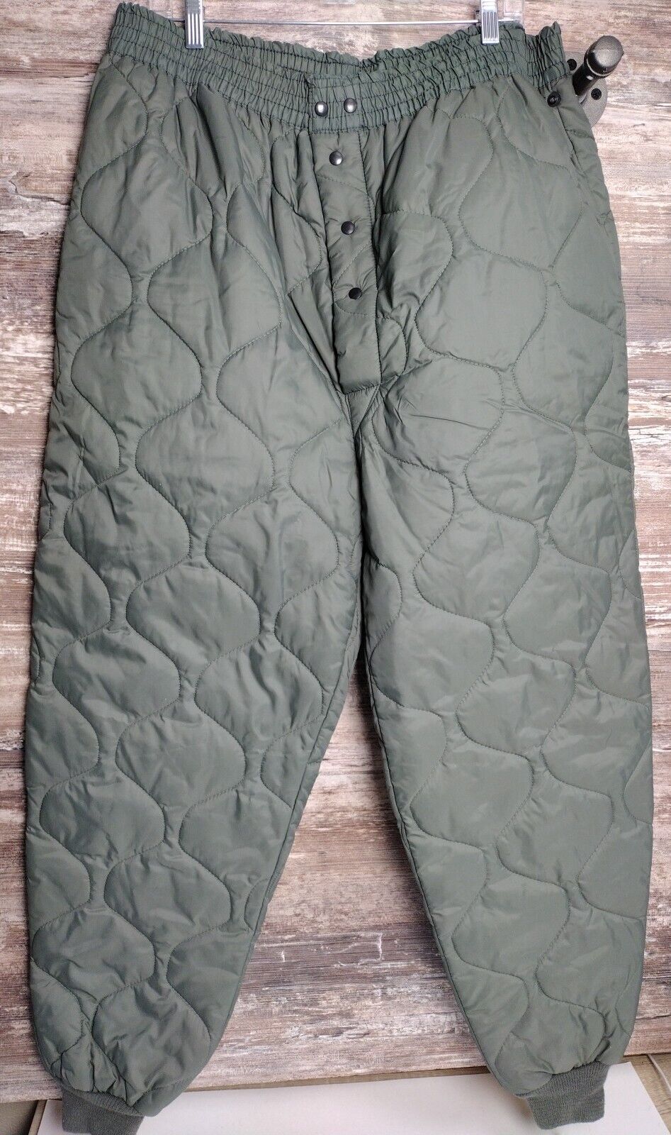 Vintage Deadstock Military Flyers Liner Pants Trousers 1970s Green Puffer Pants