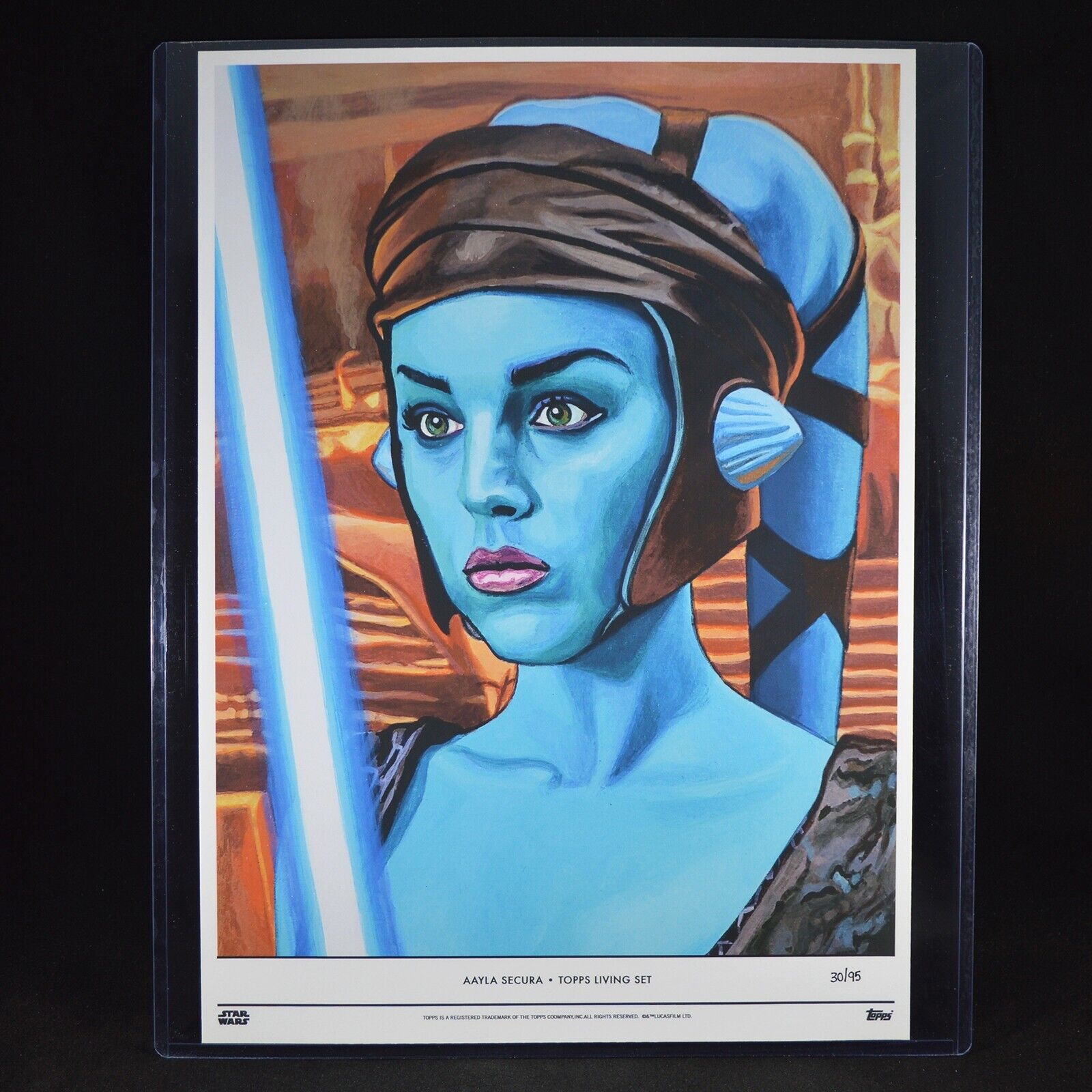 Aayla Secura (10x14 Fine Art Print #30/95) Topps Star Wars Living Set #110