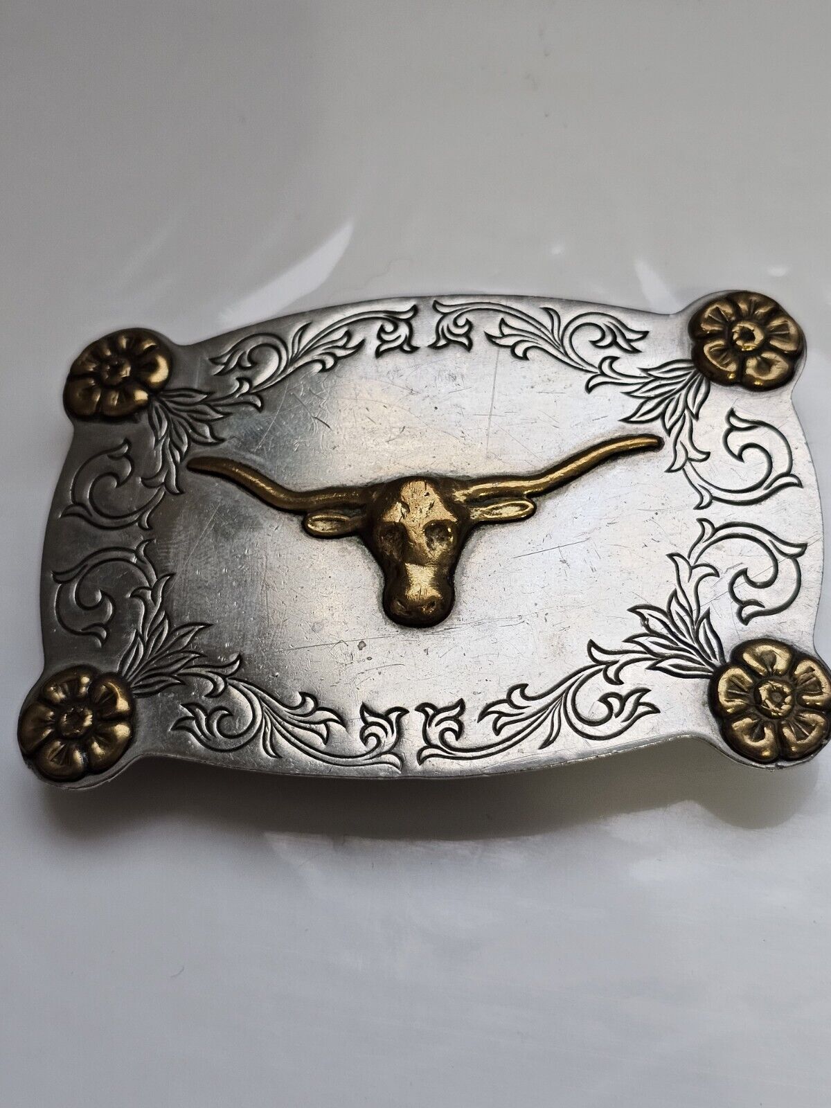 Very Rare Vintage Frontier Buckles Longhorn Steer Belt Buckle Nickel/silver BI