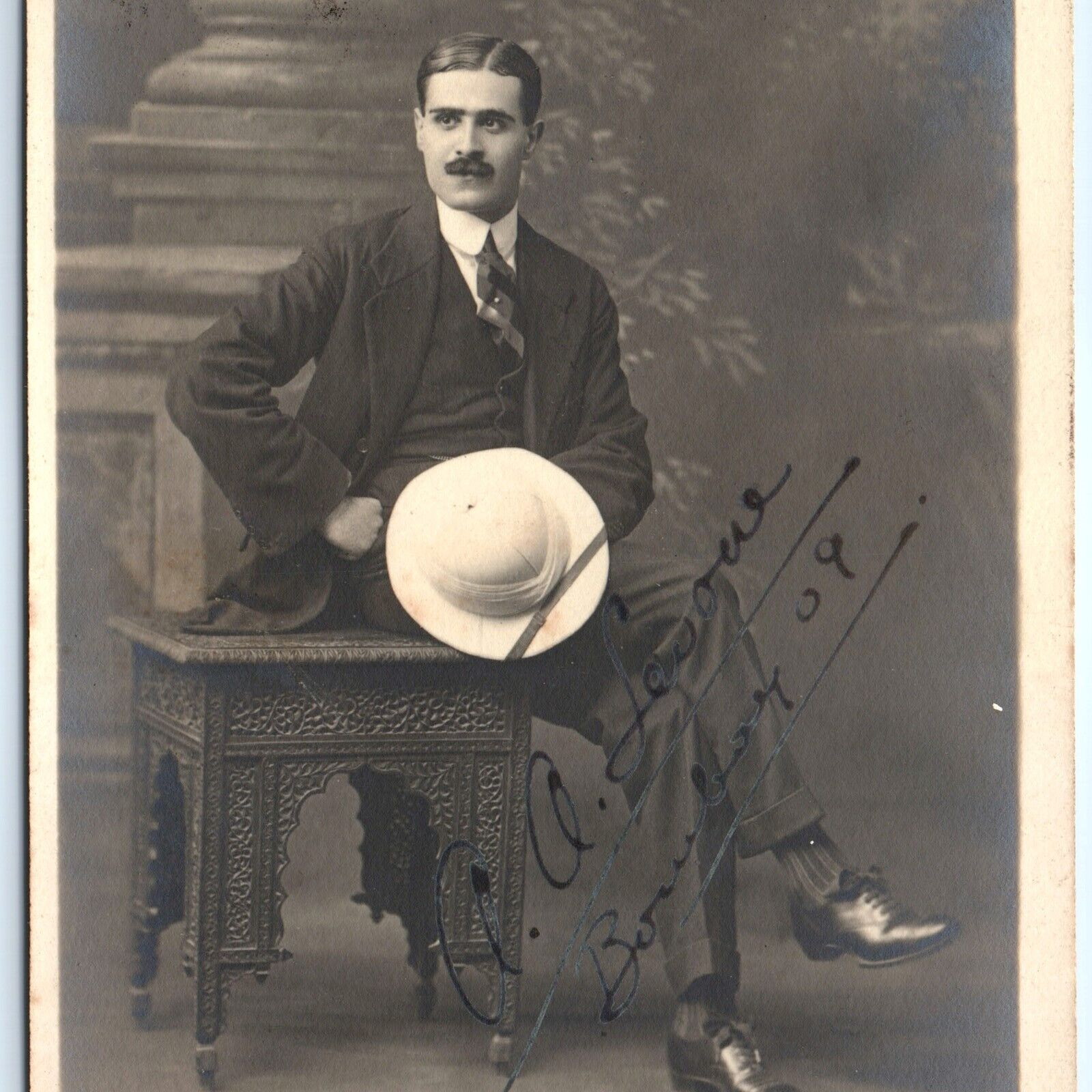 ID'd 1909 Bombay India Handsome Classy Man RPPC Real Photo Vernon PC Levone A124