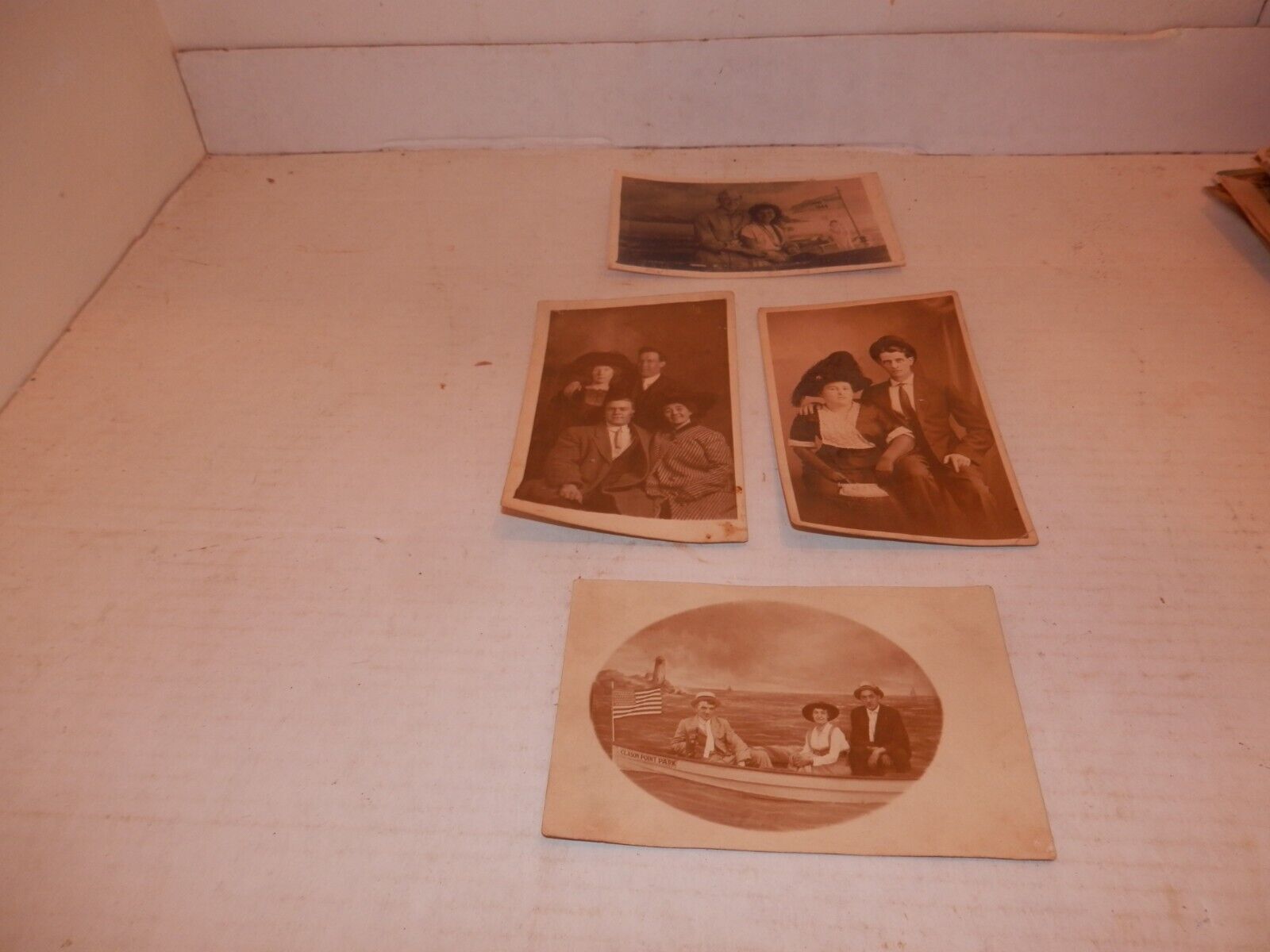 5 antique postcard family photos  1900 to 1917 coney island