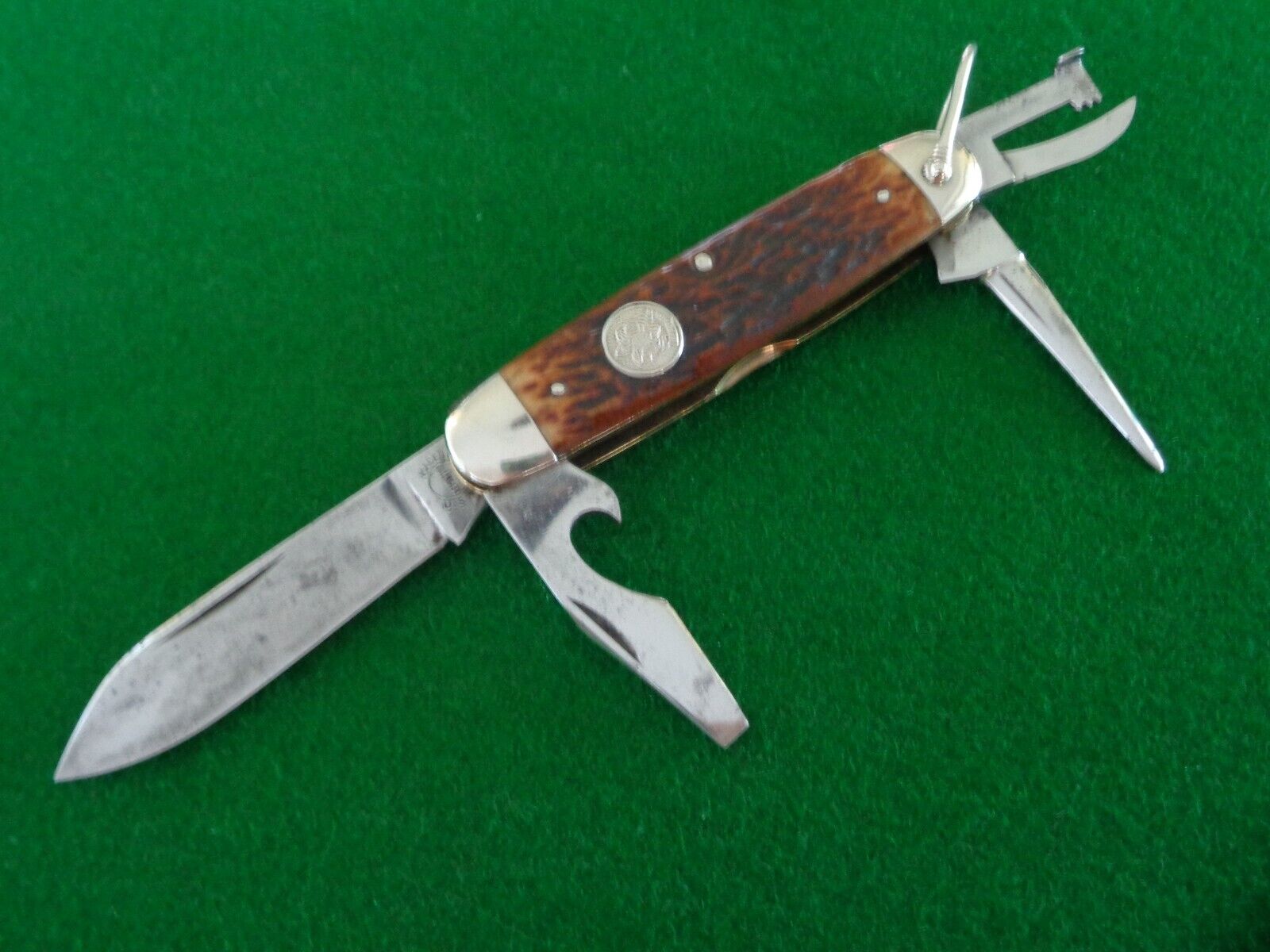 RARE c. 1920's-30's Remington UMC RS3333 SCOUT Knife Bone 4 Blades ETCH NICE 
