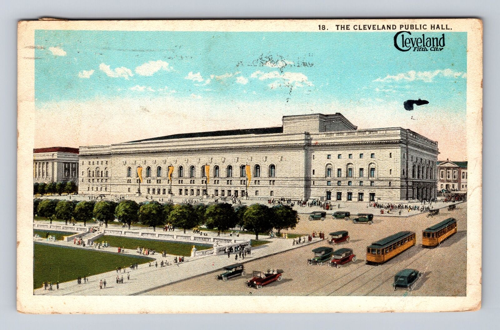 Cleveland OH-Ohio, Aerial The Cleveland Public Hall, Vintage c1924 Postcard