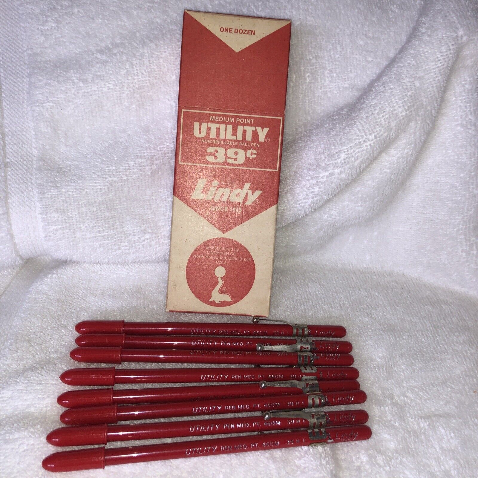 Vintage 1961 Lindy #460 Utility Ball Pen Med Point Red 9 In Original Box