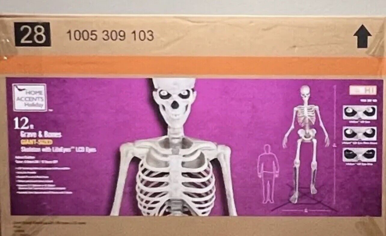 12 FT Foot Giant Skeleton, Animated LCD Eyes Halloween NEW BOCA RATON FL PICKUP