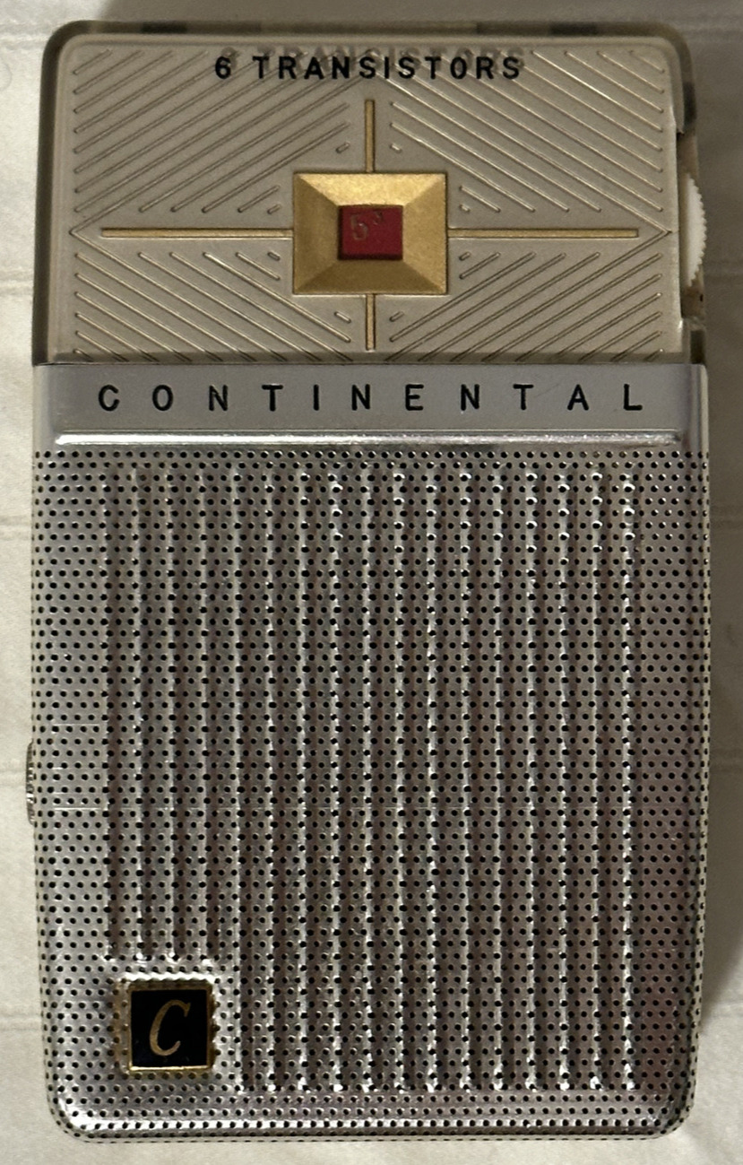 Vintage Cream Continental TR632 Reverse Painted 6 Transistor Radio w/ Case & Box