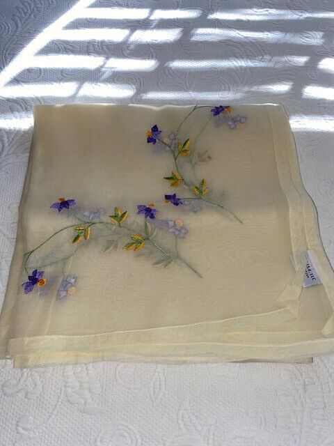 Vintage CBK Floral Embroidered Tablecloth 100 Percent Cotton