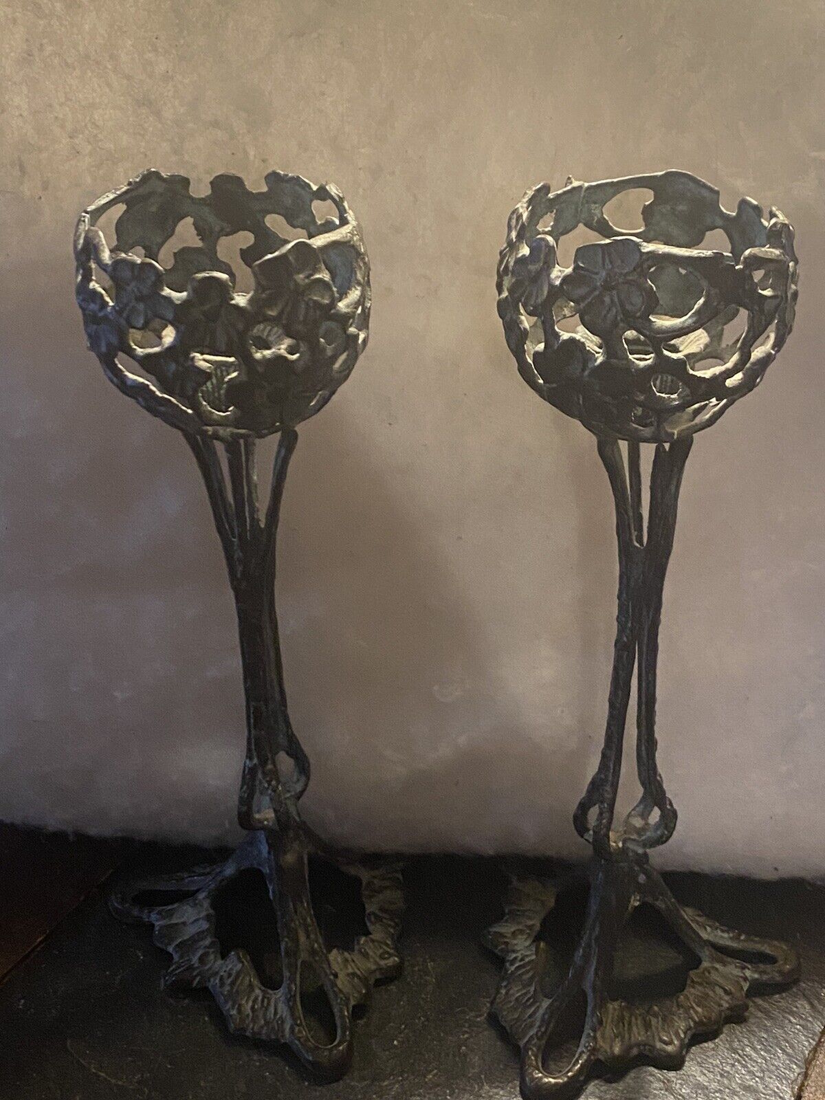Pair of Vintage Brass Candle Holders “Roughly 10” Height”