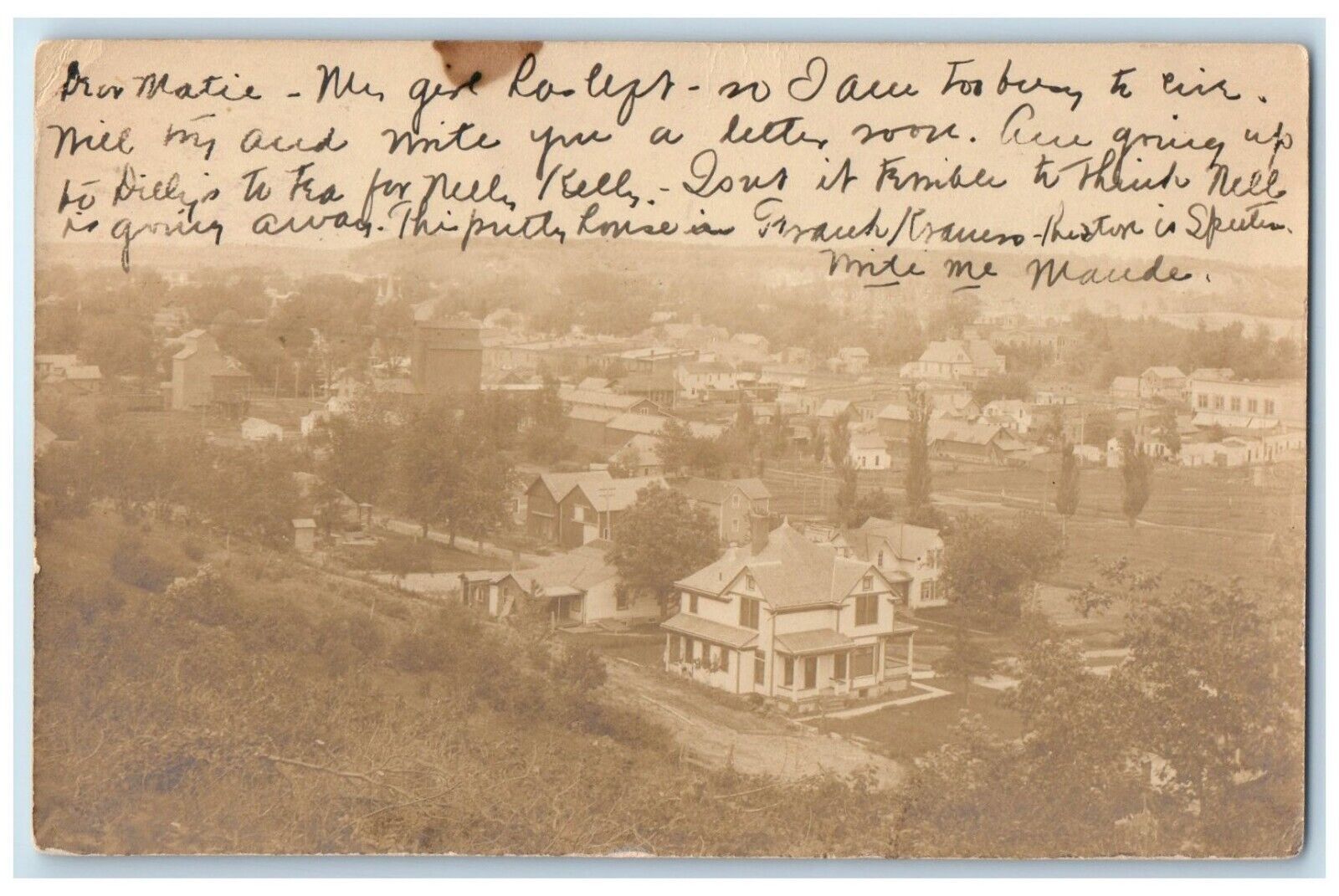 1906 Bird's Eye View Of Saint Charles Minnesota MN RPPC Photo Antique Postcard