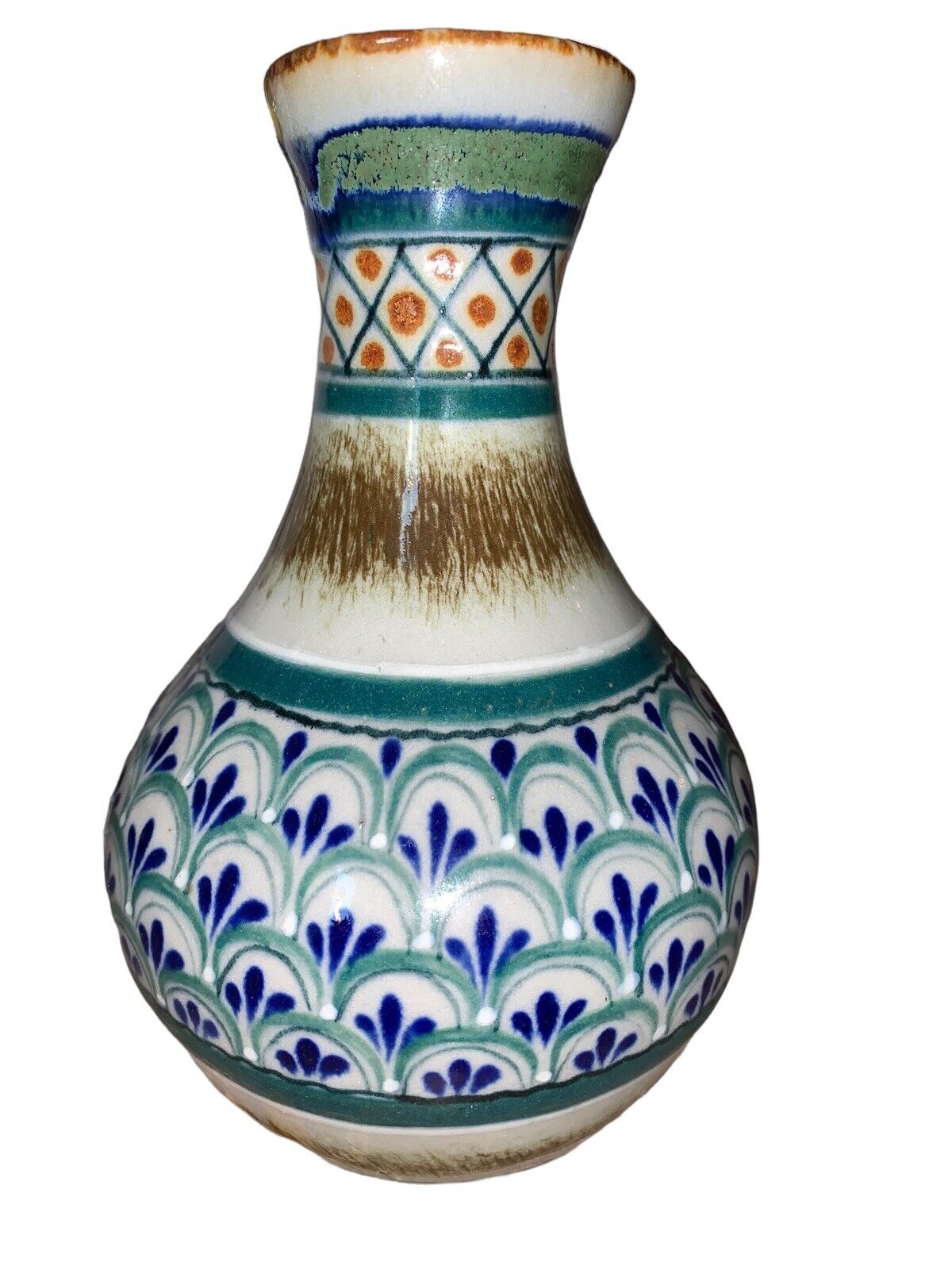 Mid Century Erandi Tonala Ken Edwards Mexico Art Pottery 6.25” Vase Mint